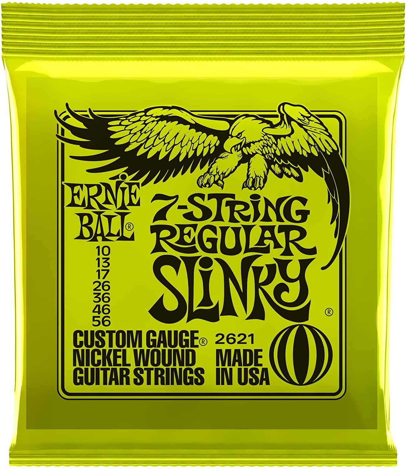 Ernie Ball P02621 Regular Slinky 10-56 Nickel Wound Electric Guitar Strings - 7 String Set for Rock, Metal & Extended Range Playing