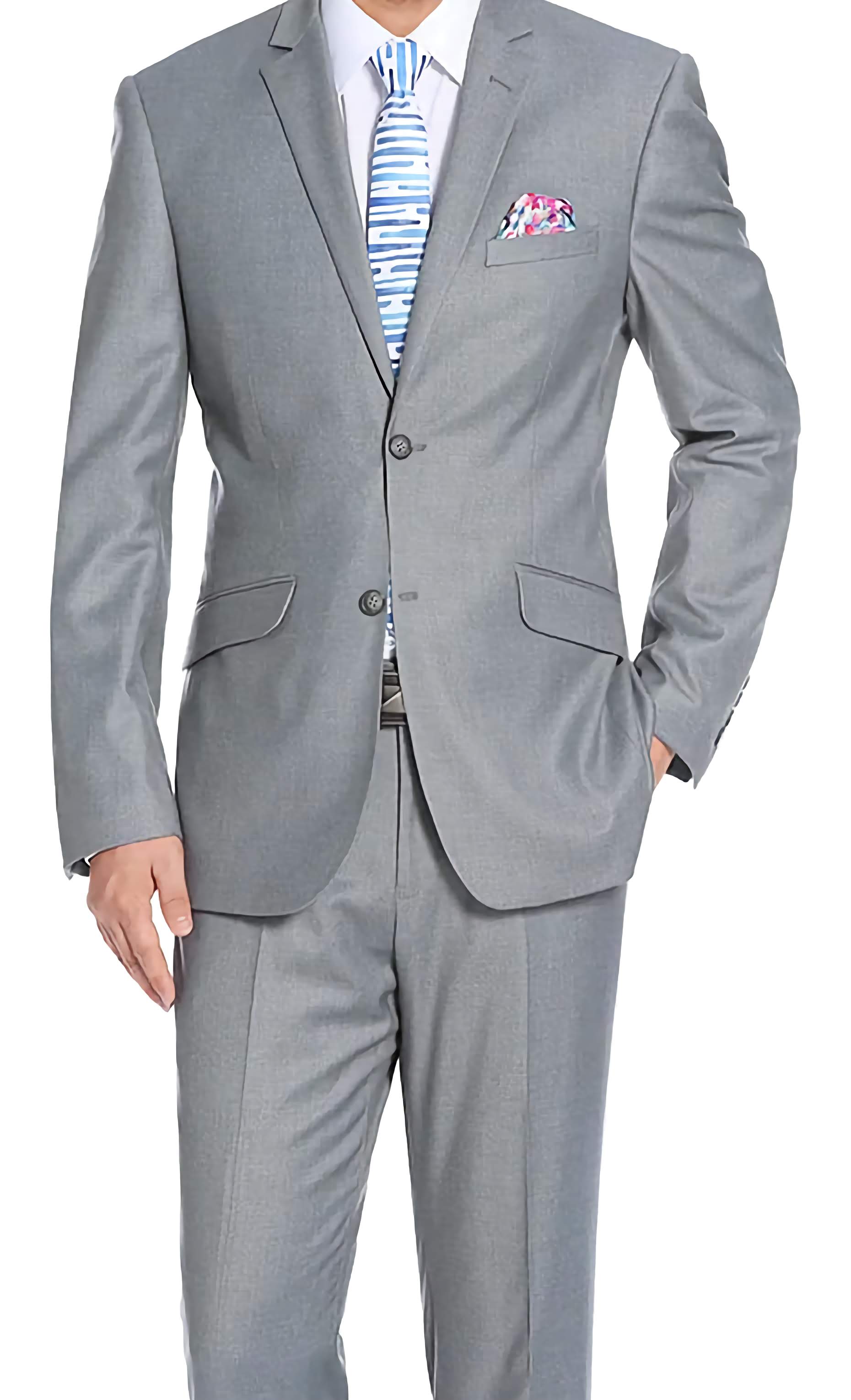Performance Stretch Suit 2 Piece Slim Fit Men's Business Formal Wear in Gray - Perfect for Office Meetings, Weddings & Professional Events