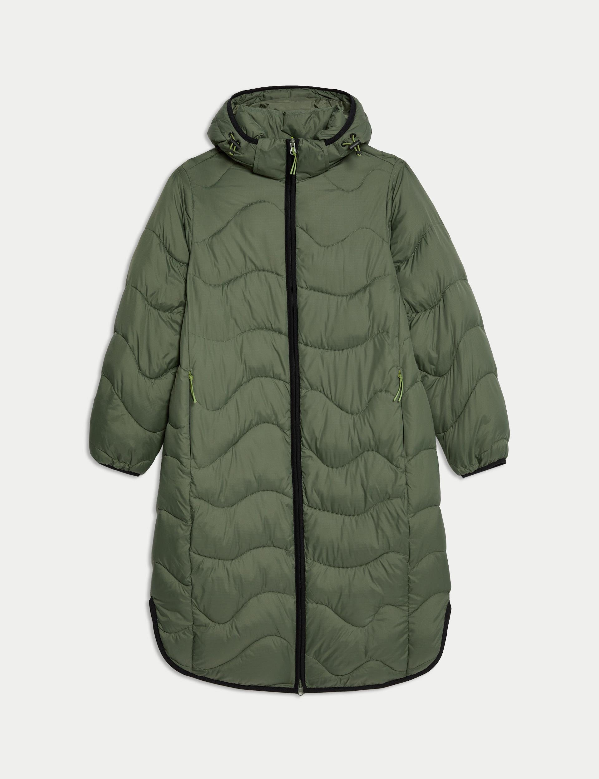 Stormwear Quilted Hooded Longline Puffer Coat for Women - Warm Winter Jacket, Waterproof Windbreaker, Dark Khaki - Perfect for Snowboarding, Skiing & Cold Weather Outdoor Activities