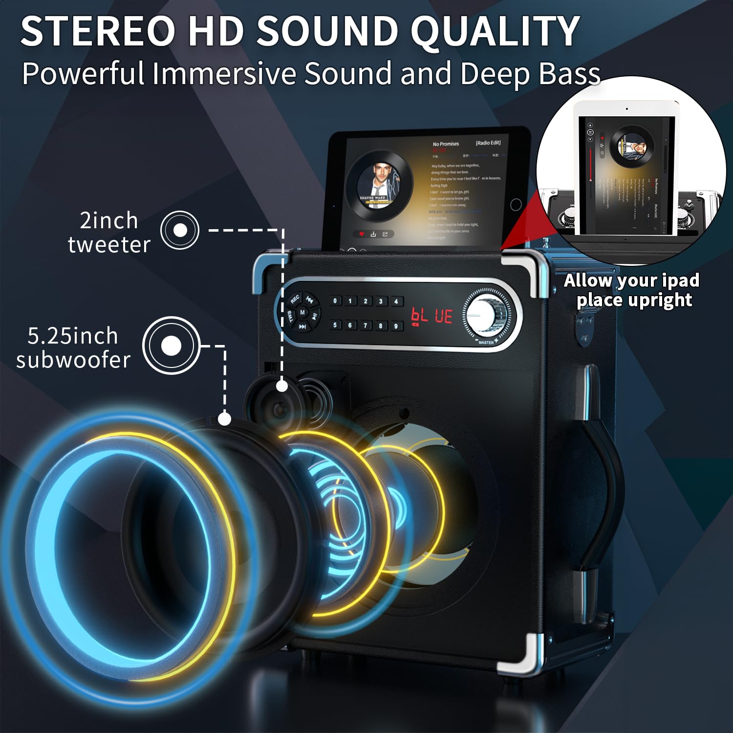 Portable Karaoke Machine with 4 Wireless Microphones - Bluetooth 5.1 Speaker with Bass/Treble Control, PA System, Remote, LED Lights, TF/USB/AUX Input, TWS, FM Radio, Recording - Perfect for Home Parties, Family Gatherings & Outdoor Events