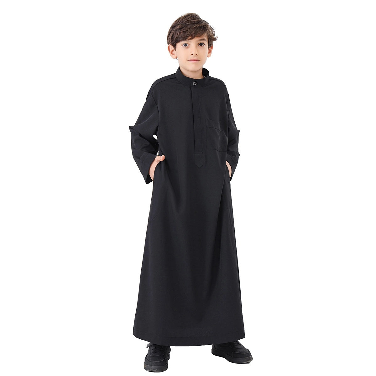 Middle East Arab Boy Thobe Thawb with Pocket #B24886 - Traditional Islamic Robe for Kids, Eid & Special Occasions