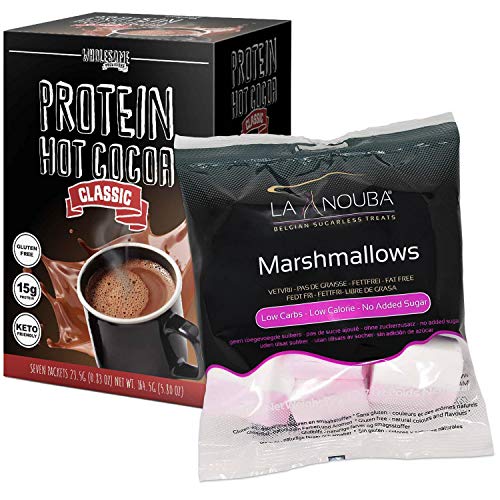 Keto Marshmallow & Hot Chocolate Bundle - La Nouba Wholesome Provisions - 15g Protein, Low Carb, Low Sugar, Instant Keto Hot Chocolate Mix (1 Set) - Perfect for Keto Diet, Weight Loss & Cozy Winter Nights