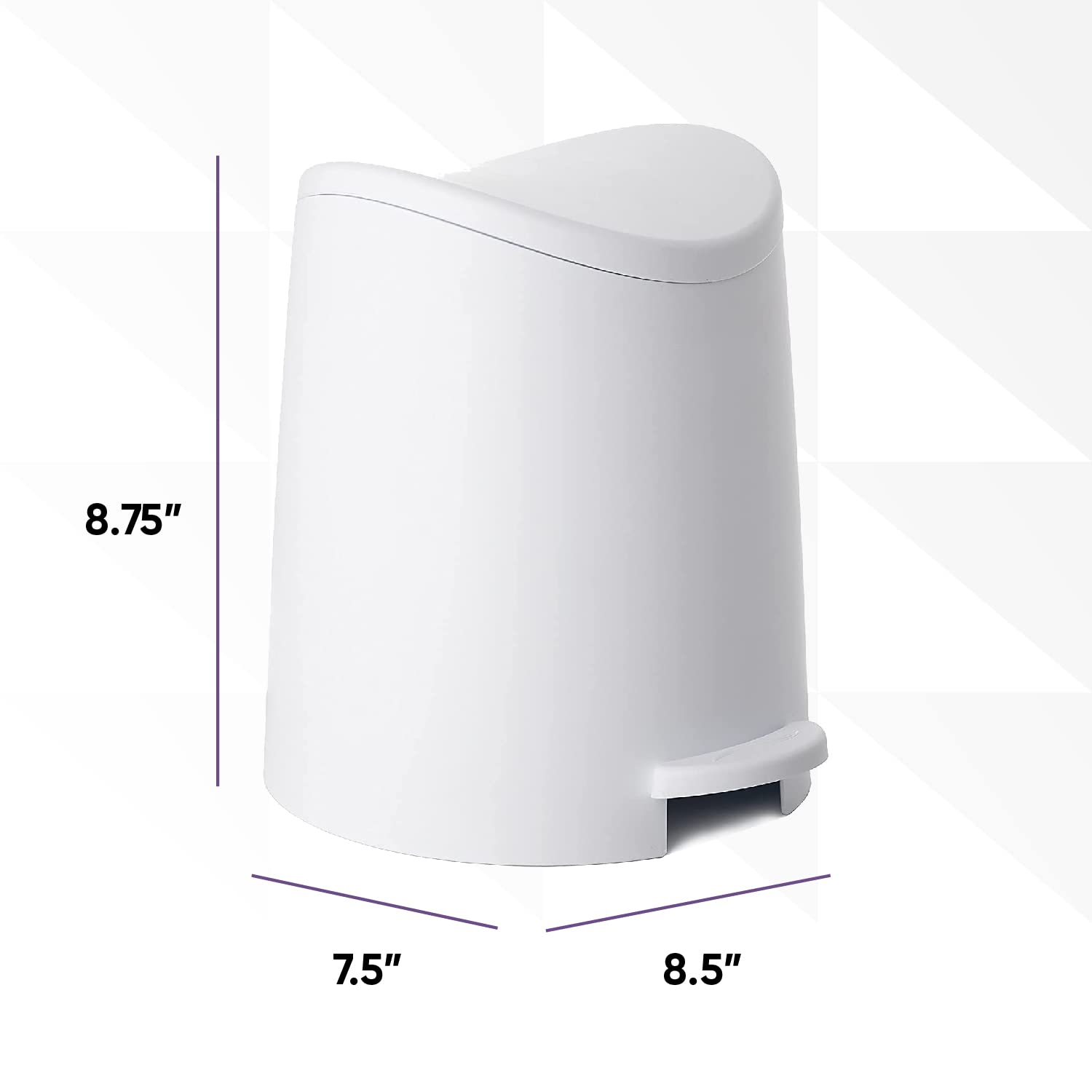 Premium Small Bathroom Trash Can with Lid & Foot Pedal - 3L/0.75Gal White Modern Plastic Step-On Garbage Bin for Bathroom, Bedroom, Office | Space-Saving Waste Basket for Vanity, Under Sink, Countertop & Small Spaces