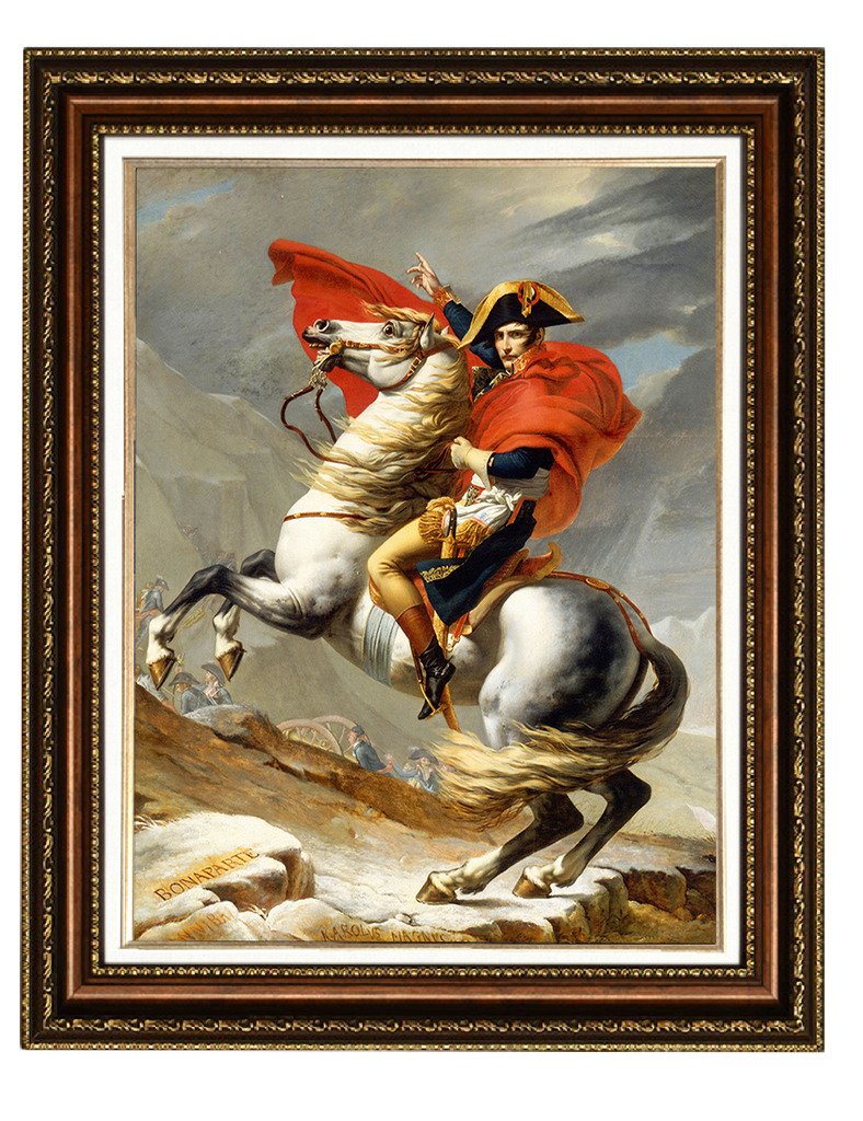 ELITEART Napoleon Crossing the Alps by Jacques-Louis David - Premium Giclee Oil Painting Reproduction on Canvas - Framed Wall Art 22x26 Inches - Perfect for Living Room, Office & Home Decor