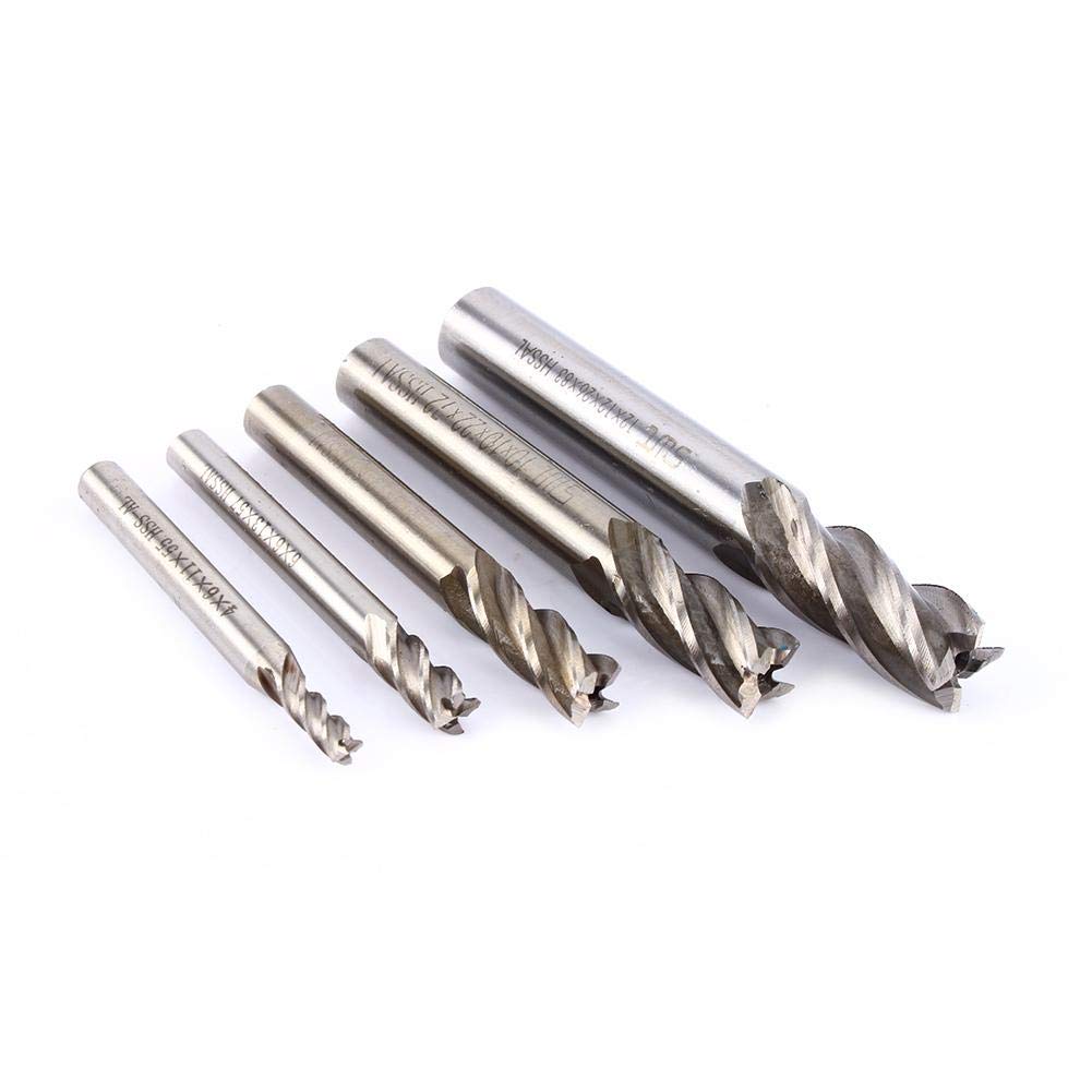 4-Flute HSS End Mill Bits Set (4mm-12mm) - CNC Straight Shank Drill Bits for Metal Cutting - High Speed Steel Milling Cutter Tools for Aluminum, Steel & Wood - Perfect for CNC Machines, Lathes & DIY Projects