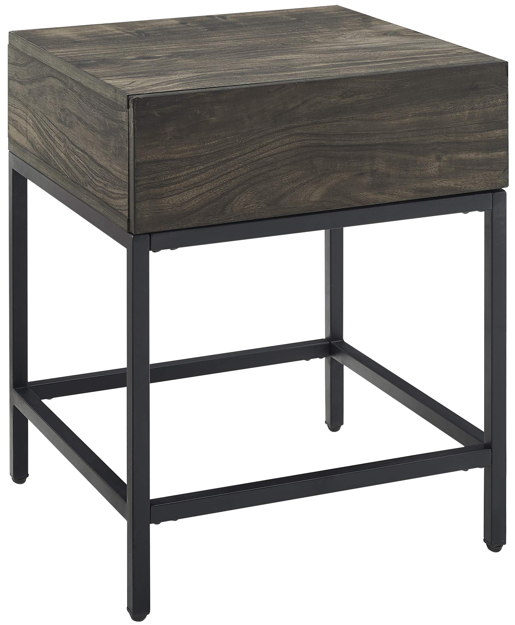 Crosley Jacobsen Small Side End Table with Storage Drawer - Brown Ash Finish - Compact Living Room Furniture with Hidden Storage for Books, Remotes & Decor