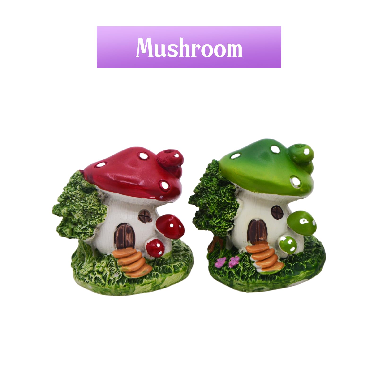 Mushroom House Ornament - 2PCS Resin Fairy Garden Decor for Aquarium, Lawn, Fairy Garden & Home Decoration | Perfect for DIY Landscaping, Terrariums & Tabletop Displays