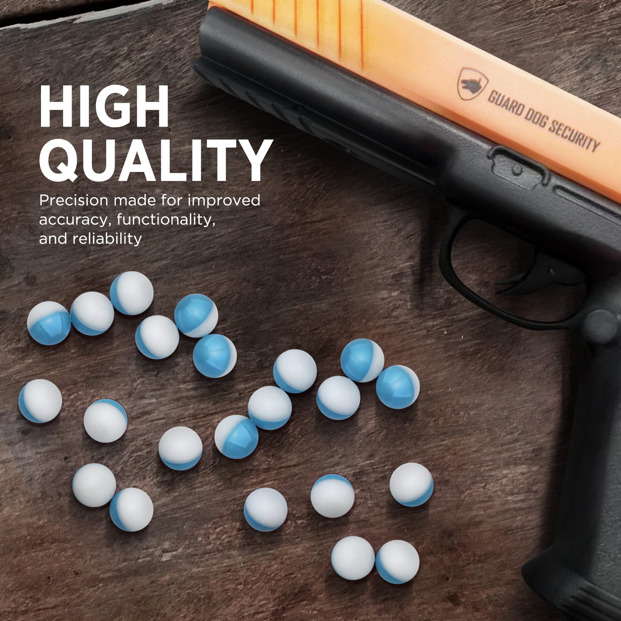 Guard Dog Security Inert Ball - Non-Lethal .50 Cal Training Ammo for Pepper & Paintball Guns - Self Defense & Practice