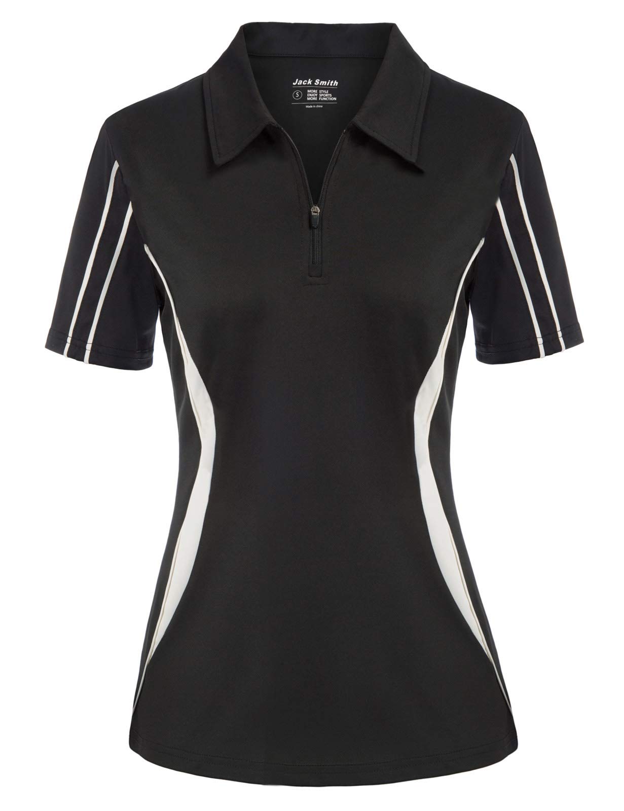 JACK SMITH Women's Golf Polo Shirts - Short Sleeve Moisture-Wicking Tennis Shirts with Zipper - Athletic Performance Activewear (Sizes S-XXL) - Perfect for Golf, Tennis & Outdoor Sports
