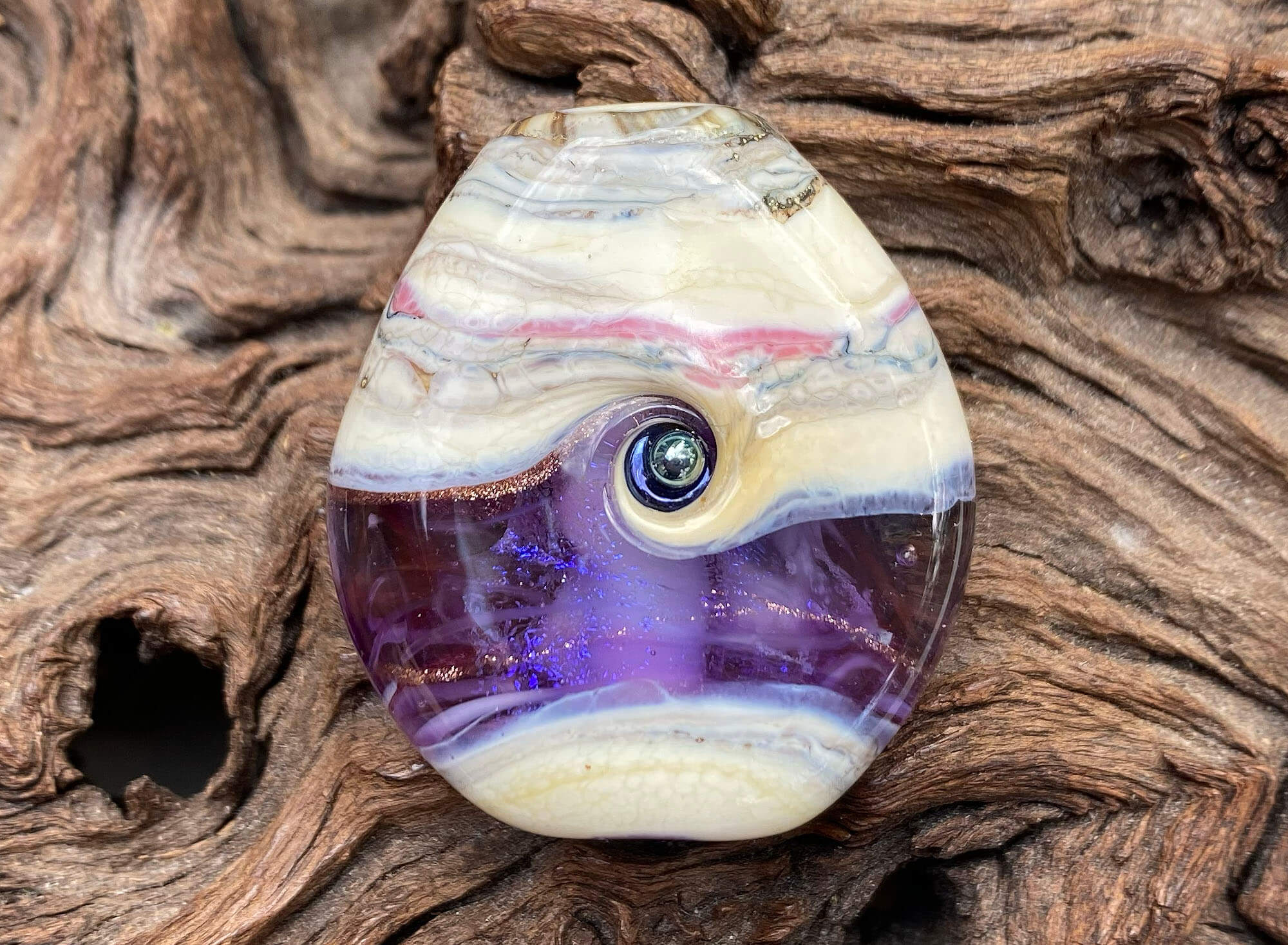 Purple Dichroic Organic Lampwork Focal Bead SRA - Handmade Glass Bead for Jewelry Making, DIY Crafts & Beading Projects