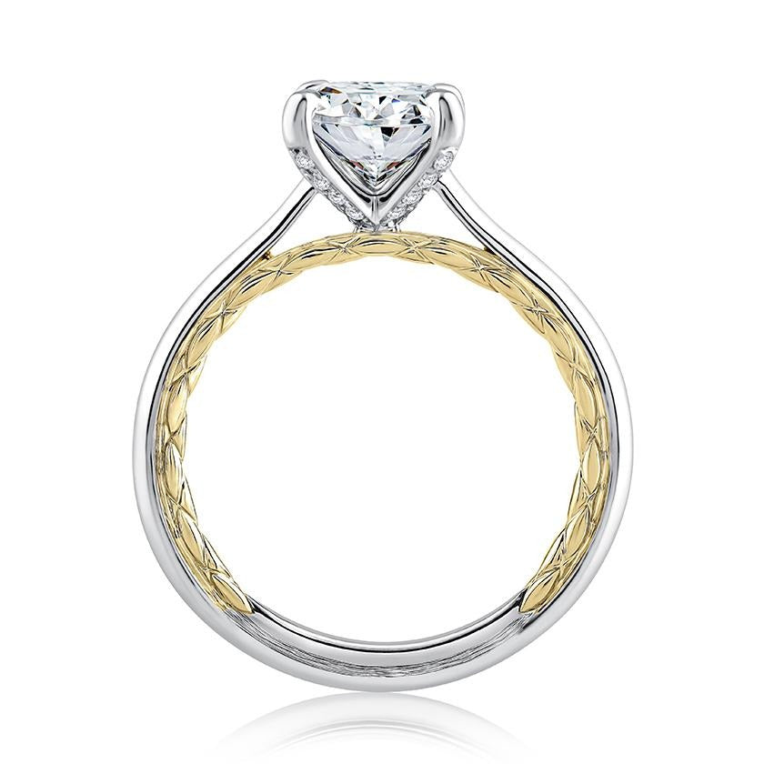 Elegant Two Tone Round Cut Diamond Engagement Ring - Perfect for Proposals, Weddings & Anniversaries | 14K Gold & Sterling Silver