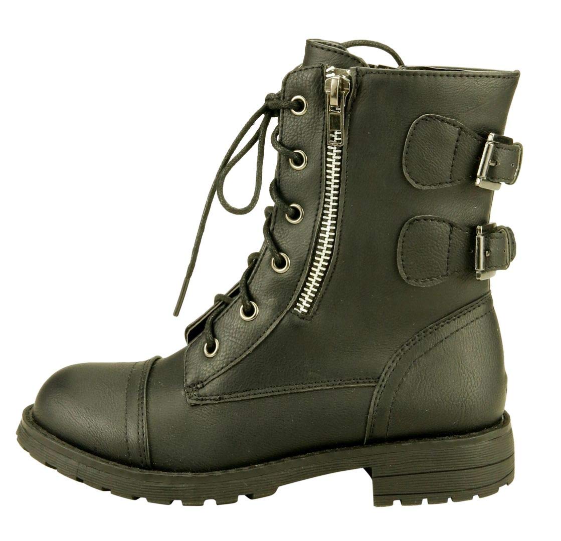 The Doll Maker Girls' Lace-Up Combat Boots with Zipper - Stylish & Durable Ankle Boots for Teens, School, Fashion & Everyday Wear