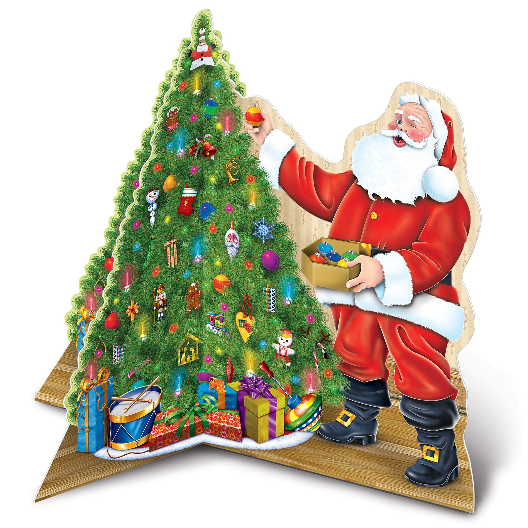 12 Pack Beistle 3D Santa with Tree Centerpiece - Christmas Table Decorations for Holiday Parties & Home Decor