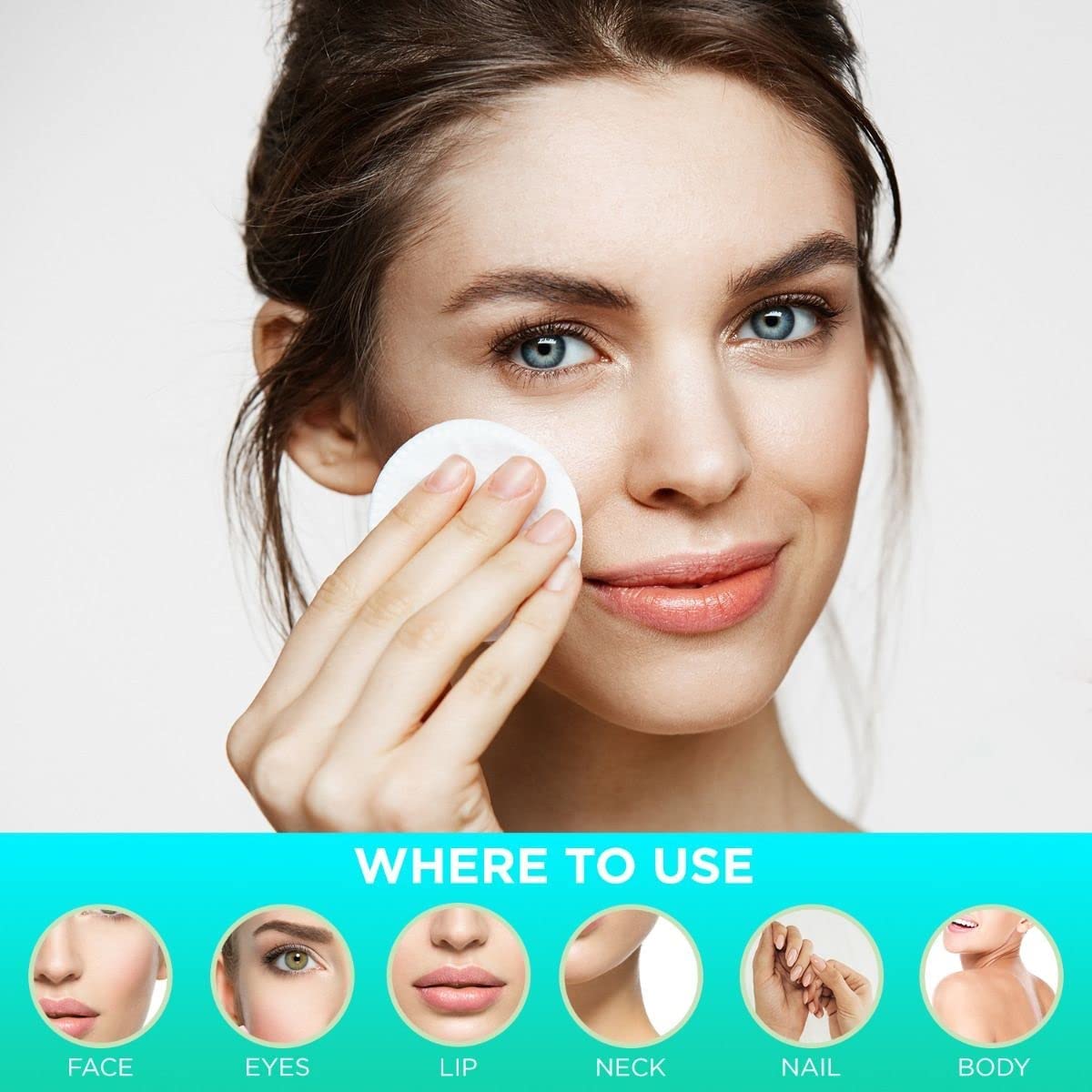 50Pcs 100% Natural Cotton Facial Rounds - Soft Makeup Remover Pads for Gentle Face Cleansing, Toner & Moisturizer Application - Hypoallergenic Baby Care Pads - Perfect for Daily Skincare & Travel Essentials (Packing May Vary)