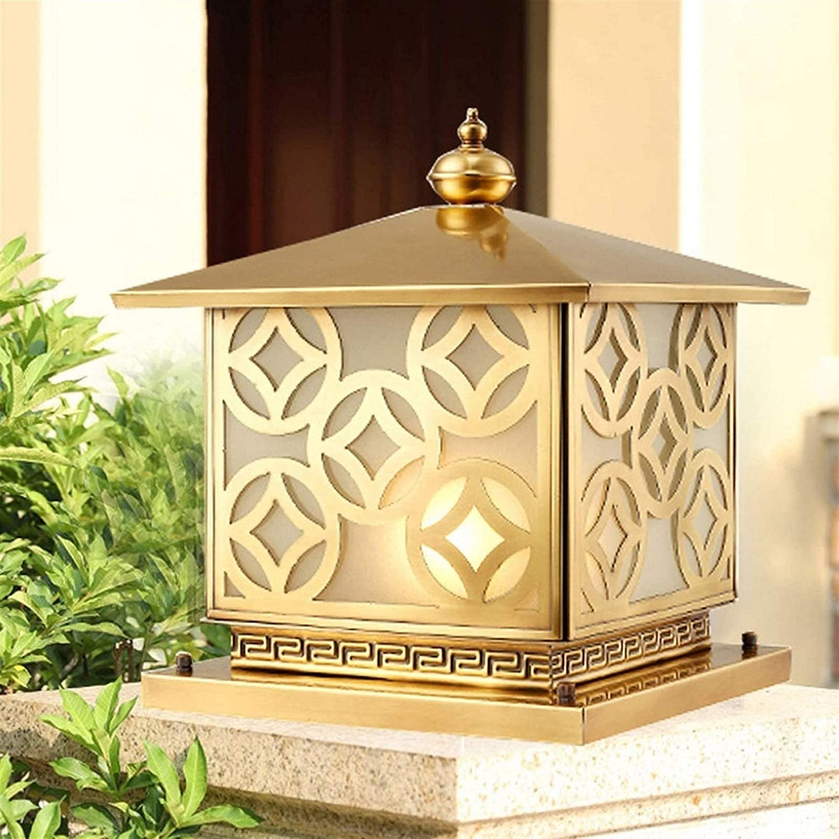 Brass Villa Wall Light - Outdoor Waterproof IP55 LED Garden & Patio Landscape Lighting - E27 Energy Saving Lamp (Energy Class A++) - Perfect for Garden, Villa, Patio, and Entrance Lighting