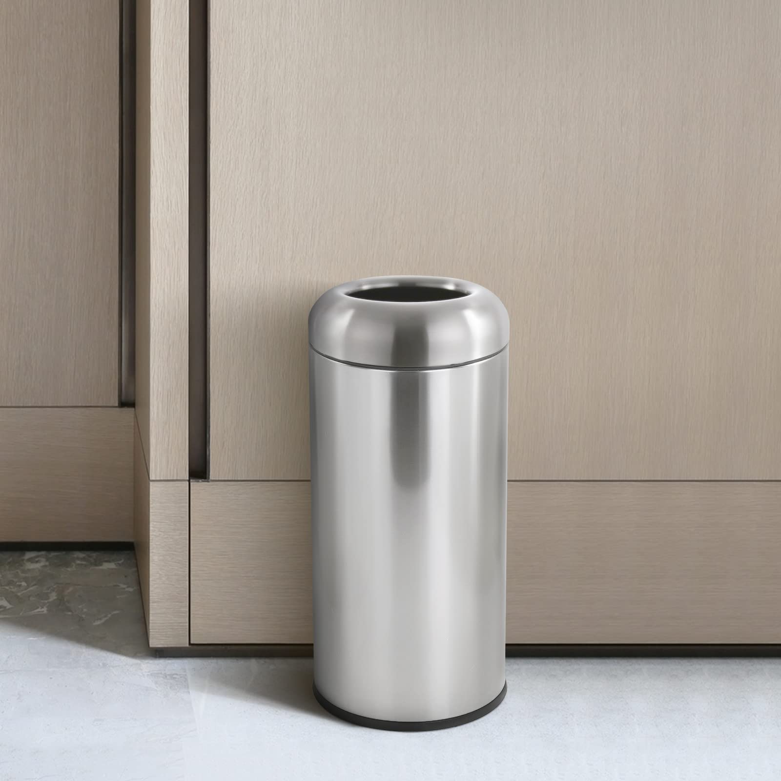 Dyna-Living 50 Gallon Stainless Steel Outdoor Trash Can with Lid - Heavy Duty Commercial Garbage Bin for Kitchen, Restaurant, Office & Industrial Use - Weather Resistant Large Waste Container (Silver) | Perfect for Backyard, Patio, Warehouse & Commercial Spaces