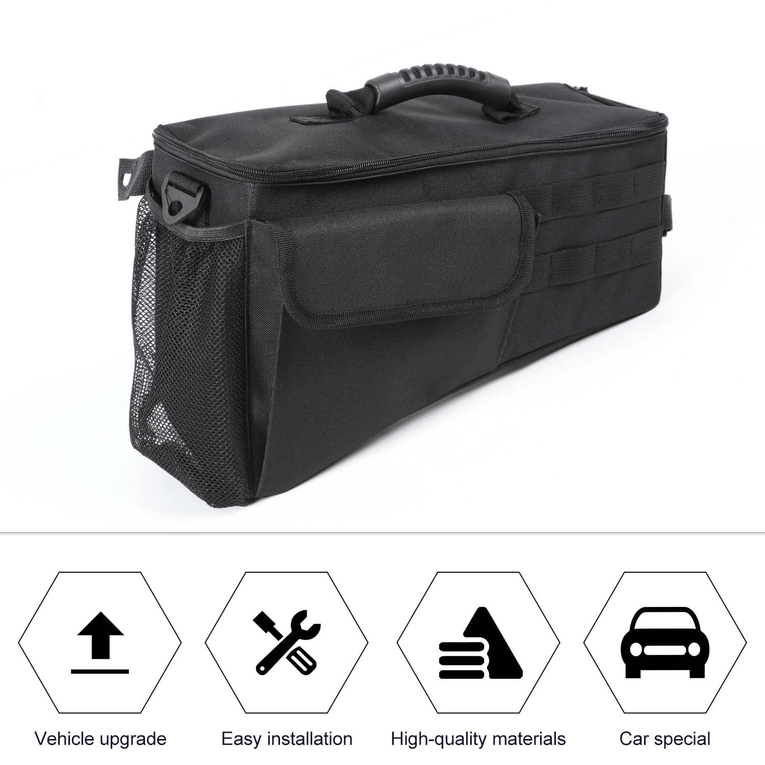 Jeep Wrangler JK & Unlimited 4 Door Rear Trunk Organizer Storage Bag (2007-2017) - 2PCS Interior Accessories for Car Organization - Perfect for Road Trips, Camping & Daily Commute