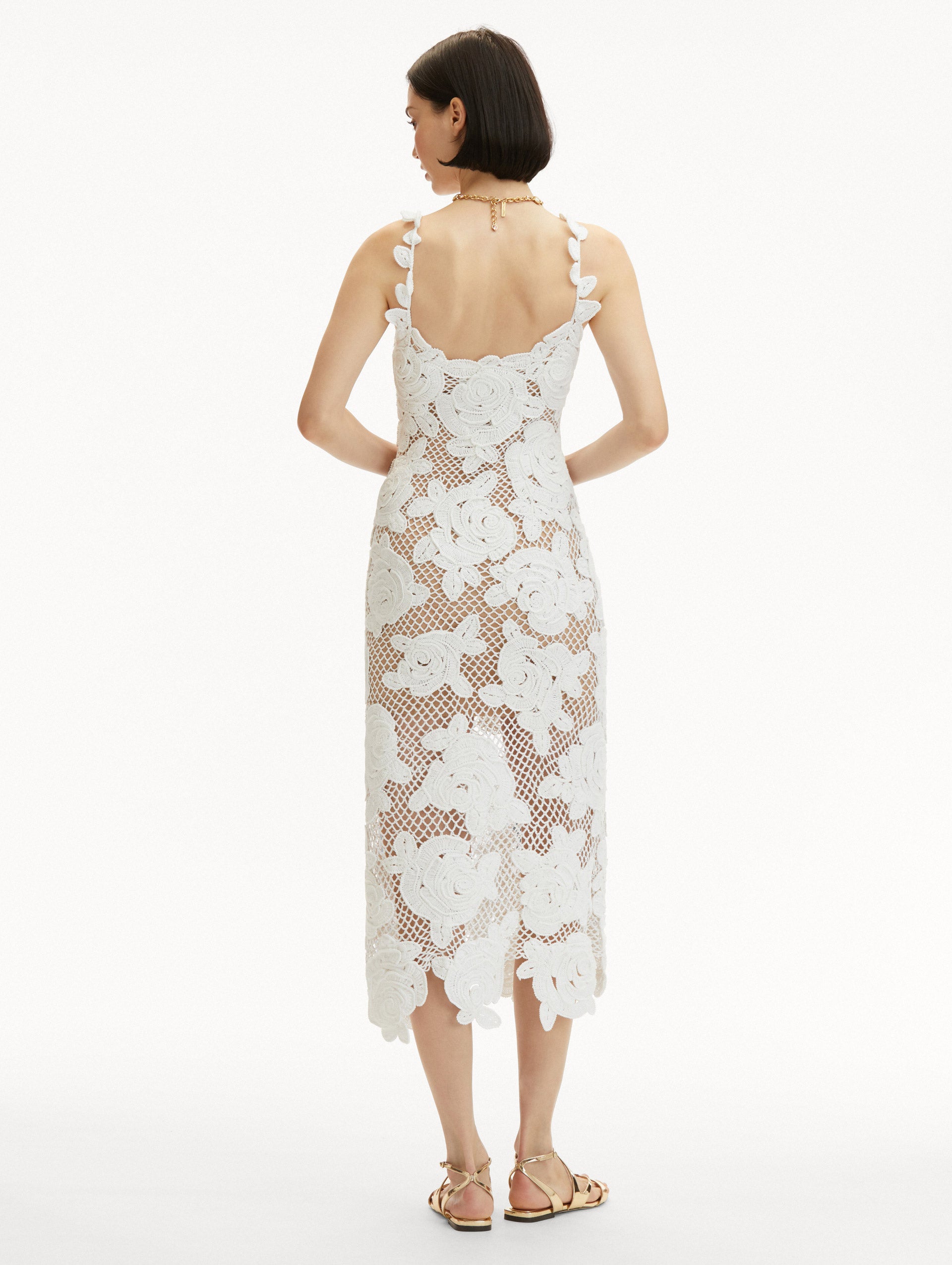 English Rose Crochet Dress - Elegant Floral Lace Summer Dress for Women | Perfect for Weddings, Garden Parties & Beach Vacations