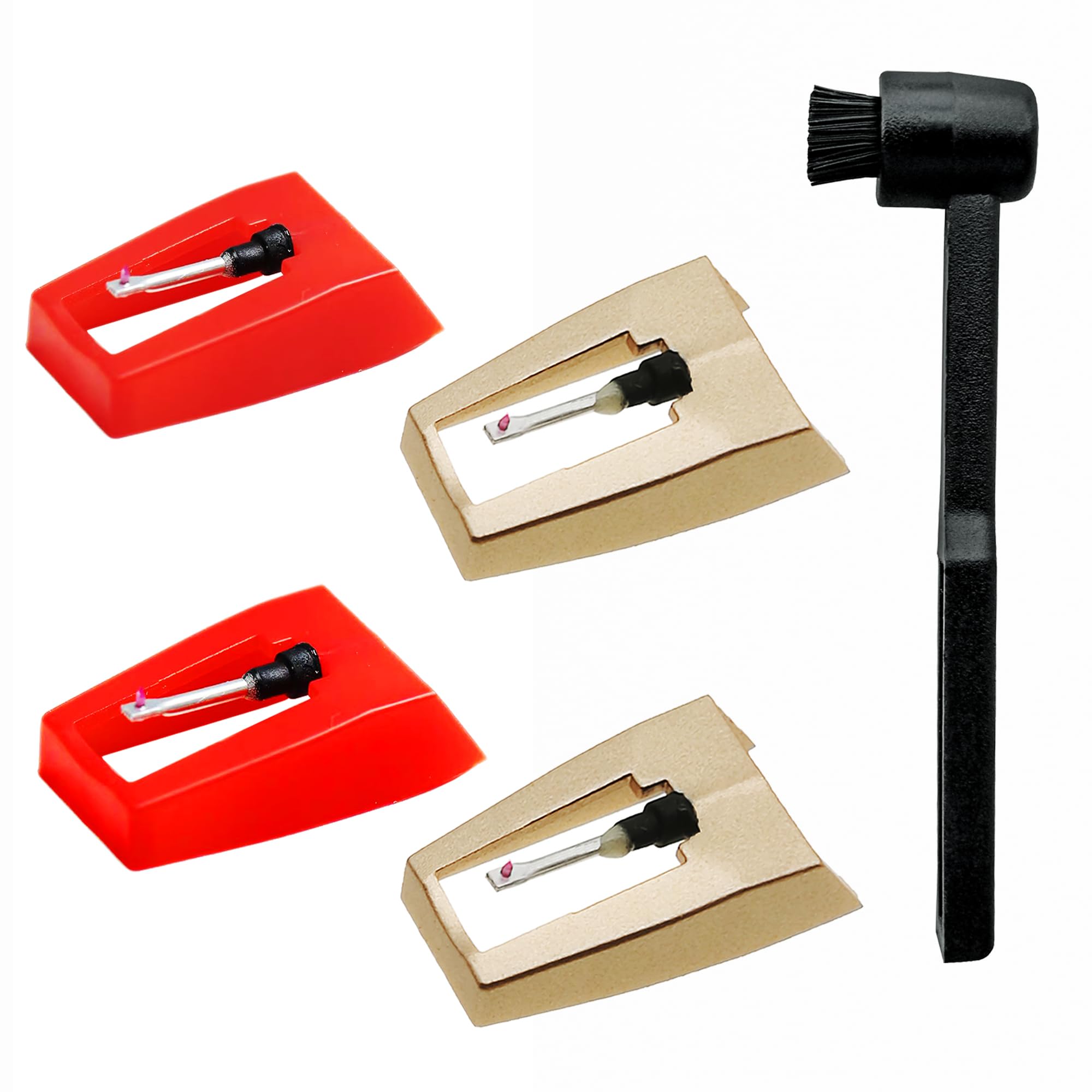 4pcs Turntable Needles Kit with Stylus Brush for Crosley, Victrola - Vinyl Record Player Replacement