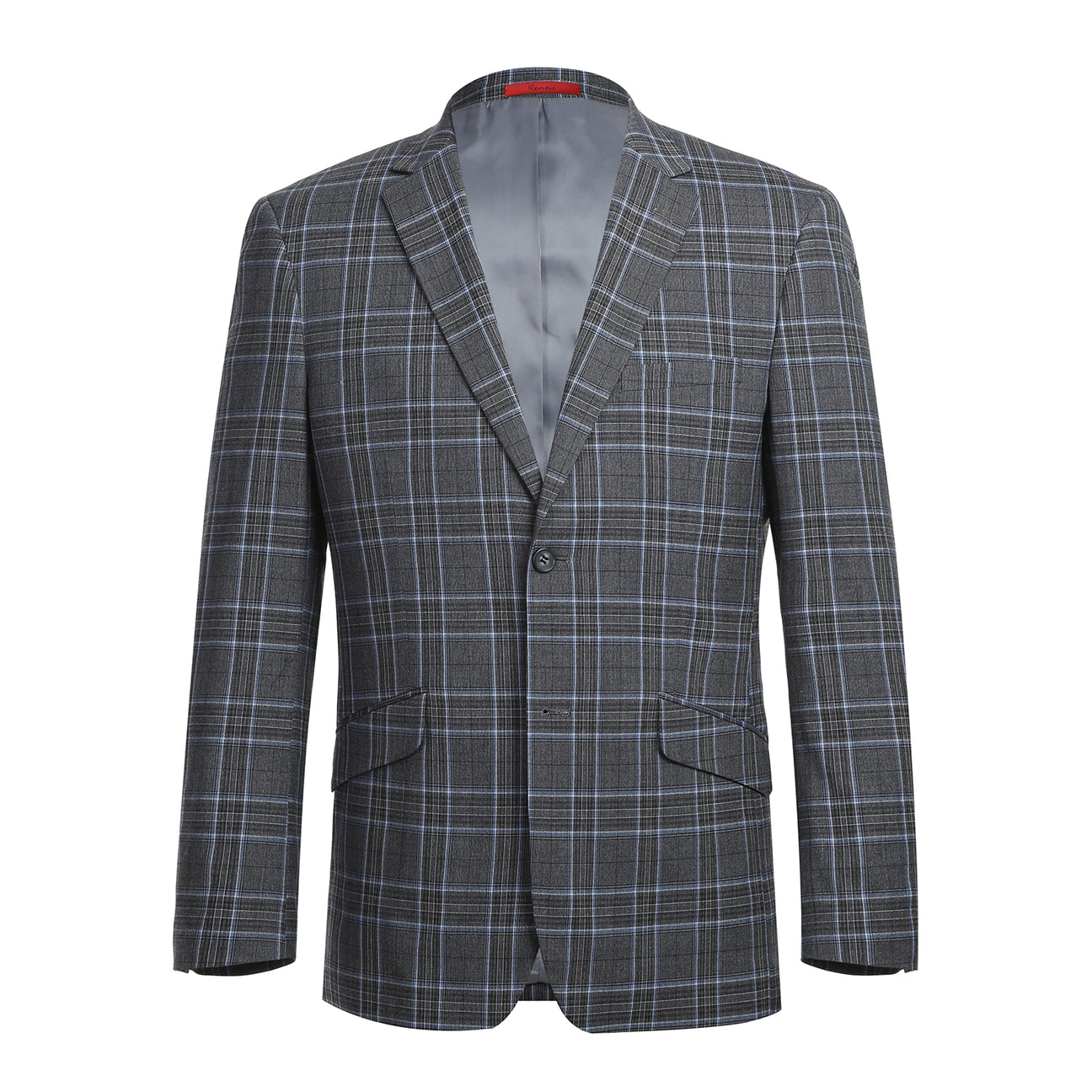 Alessandro Vitello by Renoir Gray Slim Fit Checked Suit for Men - Classic Gray Plaid Business Attire (Size 28) | Perfect for Office, Weddings & Formal Events