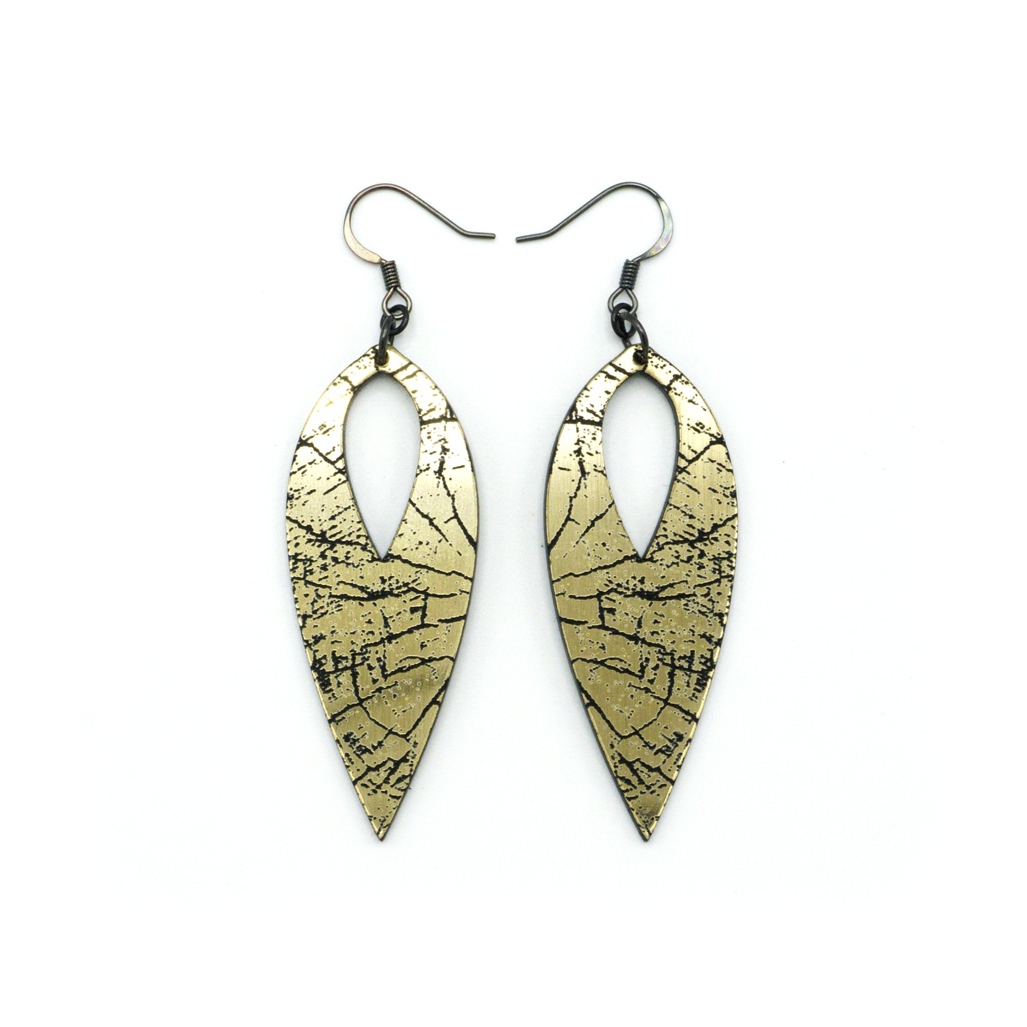 Nativas 37 Acrylic Earrings - Brushed Gold & Black Hoop Earrings for Women, Lightweight Dangle Earrings for Daily Wear, Party, Office & Special Occasions