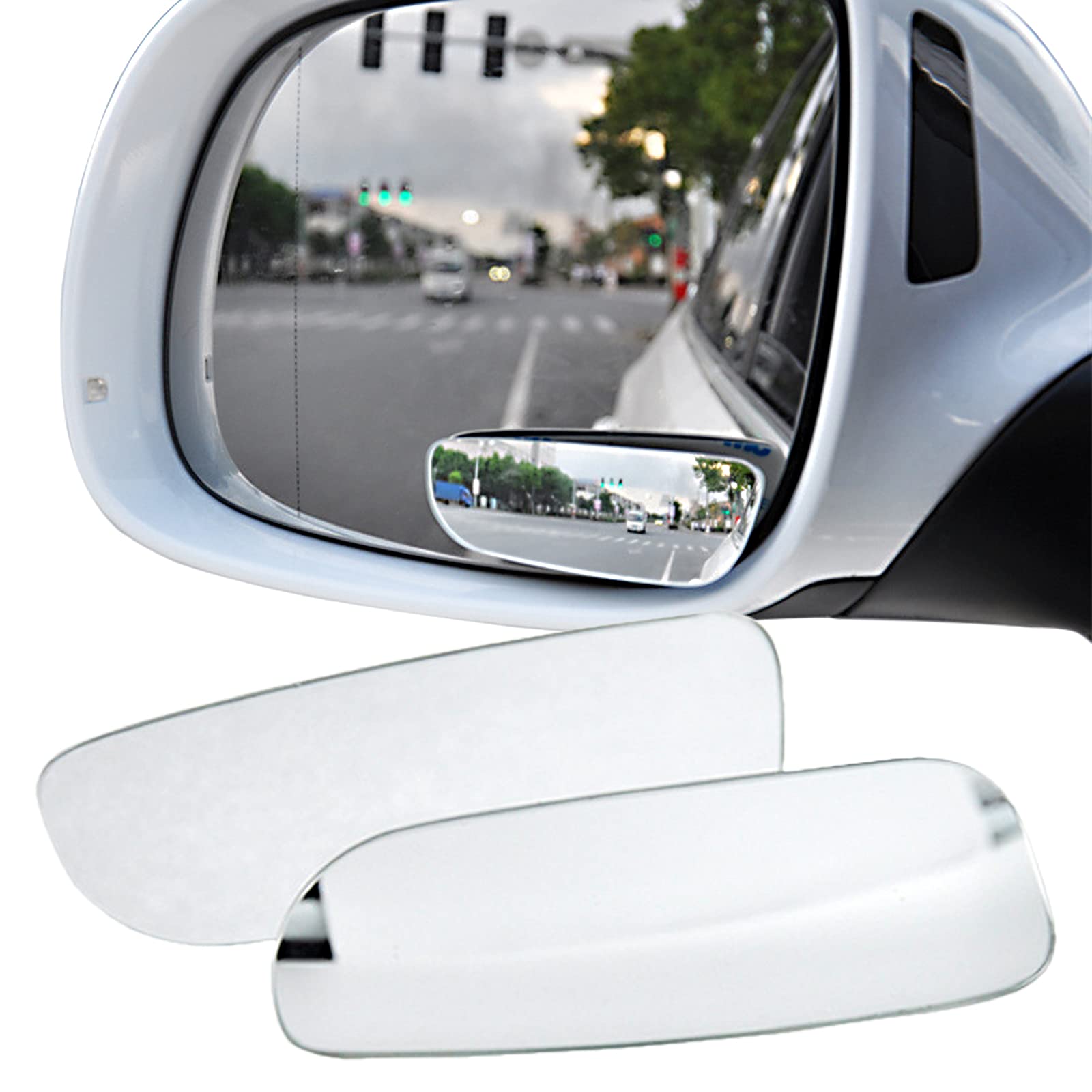 HD Glass Blind Spot Mirror - Convex Sickle Shape for 360° Adjustment, Wide Angle Rear View Mirror (1 Pair) - Perfect for Trucks, SUVs & Cars to Eliminate Blind Spots