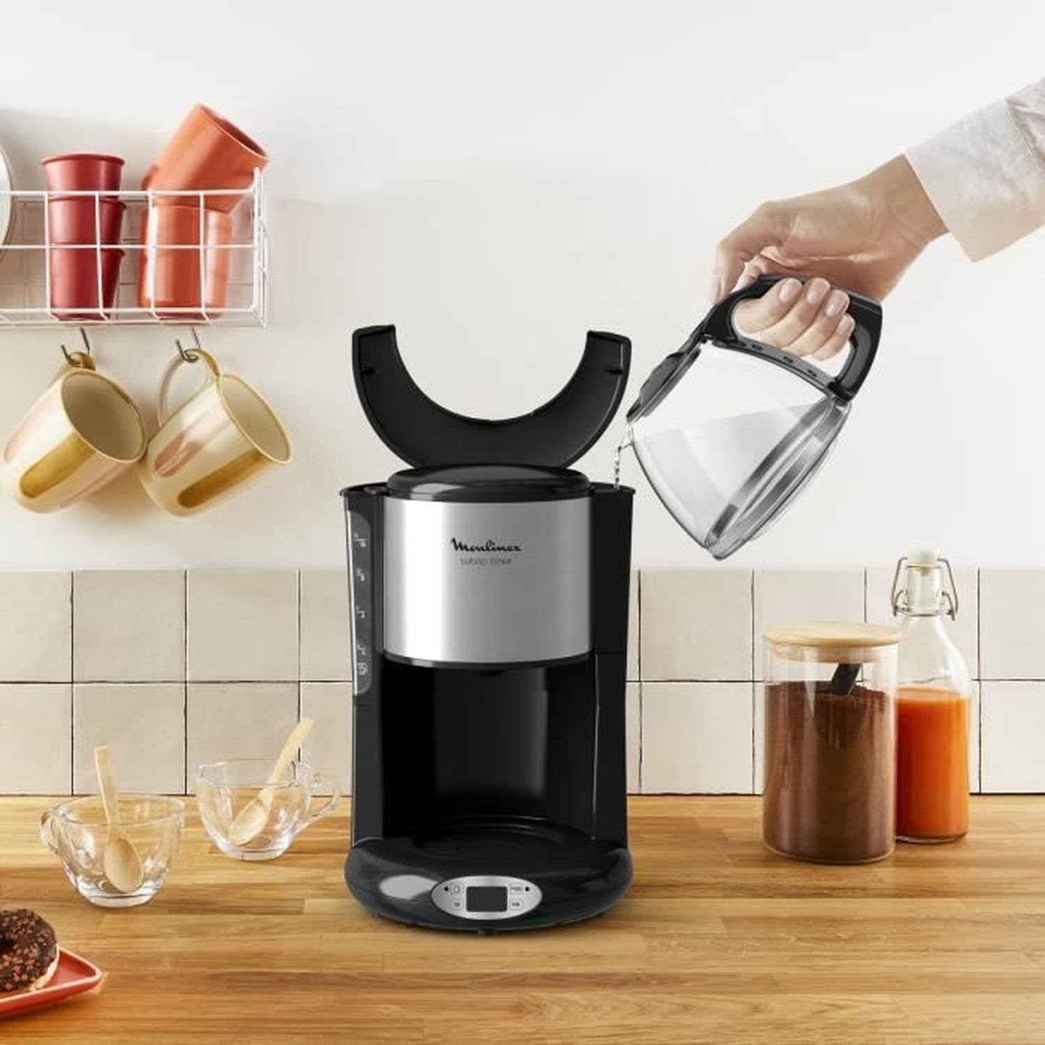 Moulinex Subito FG362810 Programmable Coffee Maker with Timer - Stainless Steel/Black - Perfect for Home, Office & Kitchen Use