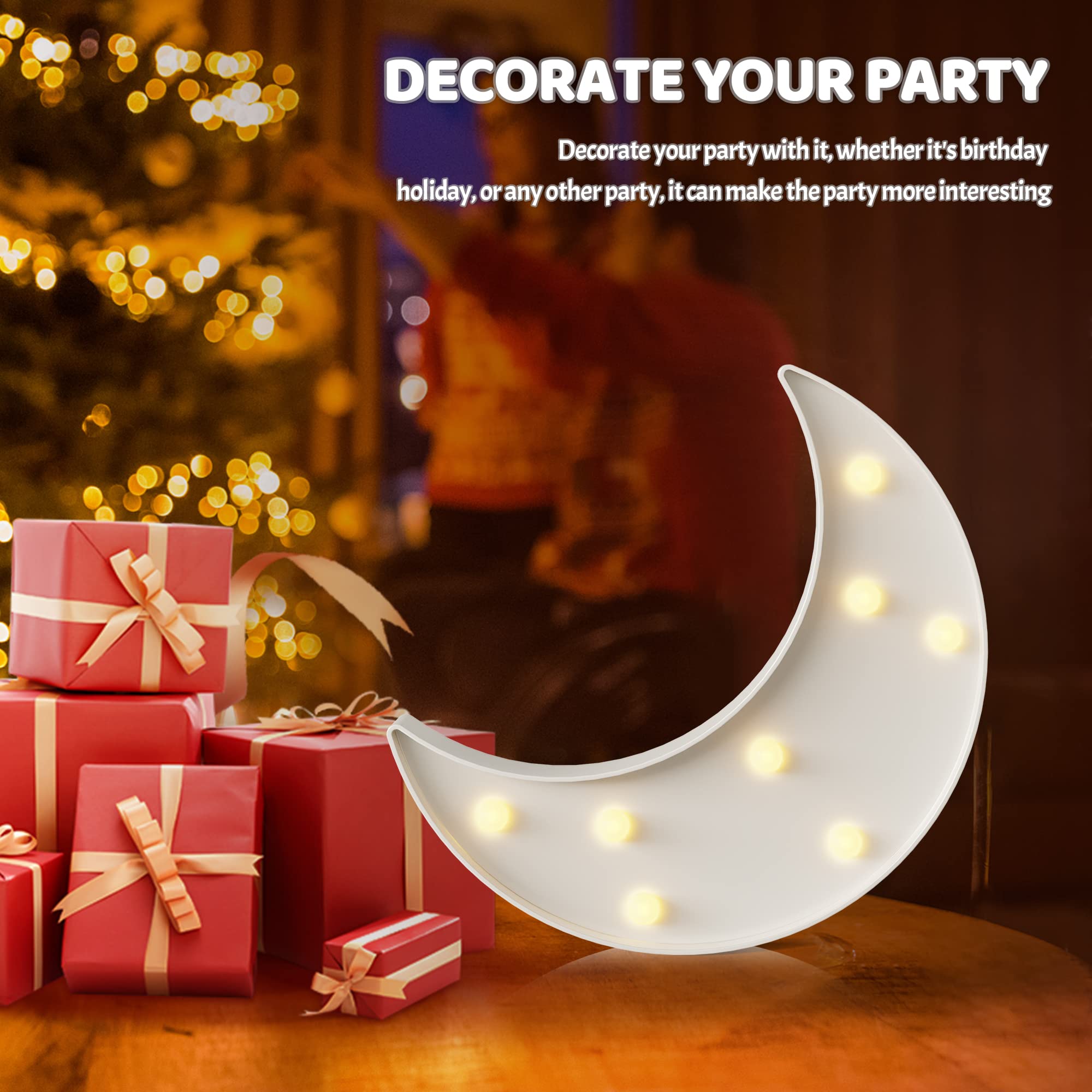 Battery Powered Moon Night Light for Kids - White Moon Decor for Bedroom, Nursery & Toddler Rooms | Soothing Baby Night Light for Sleep, Wall Decor & Kids Room Ambiance