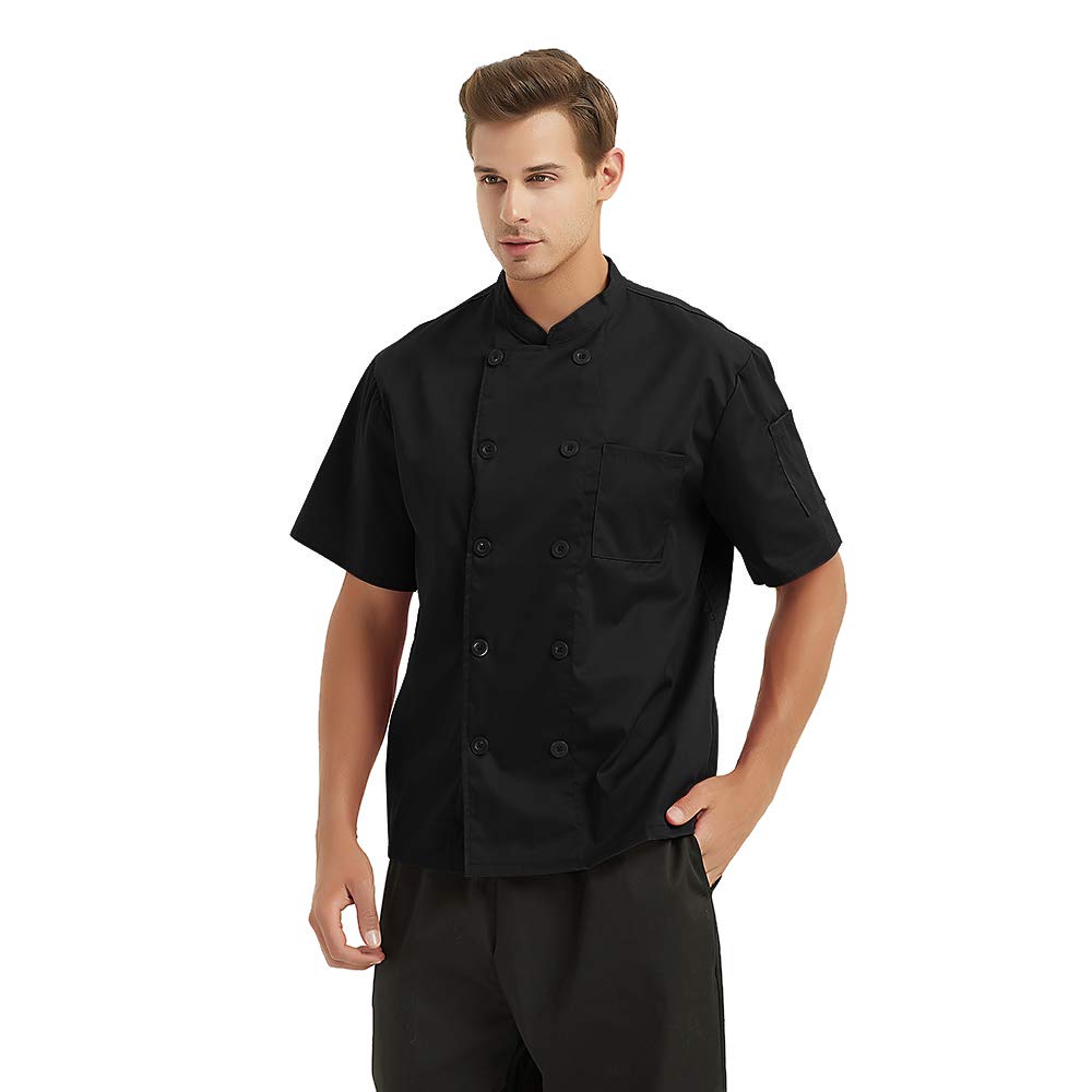 TOPTIE 3 Pack Custom Short Sleeve Chef Coats - Personalized Heat Transfer & Embroidered Chef Jackets for Men & Women - Perfect for Restaurants, Catering & Culinary Schools (SET7-S)