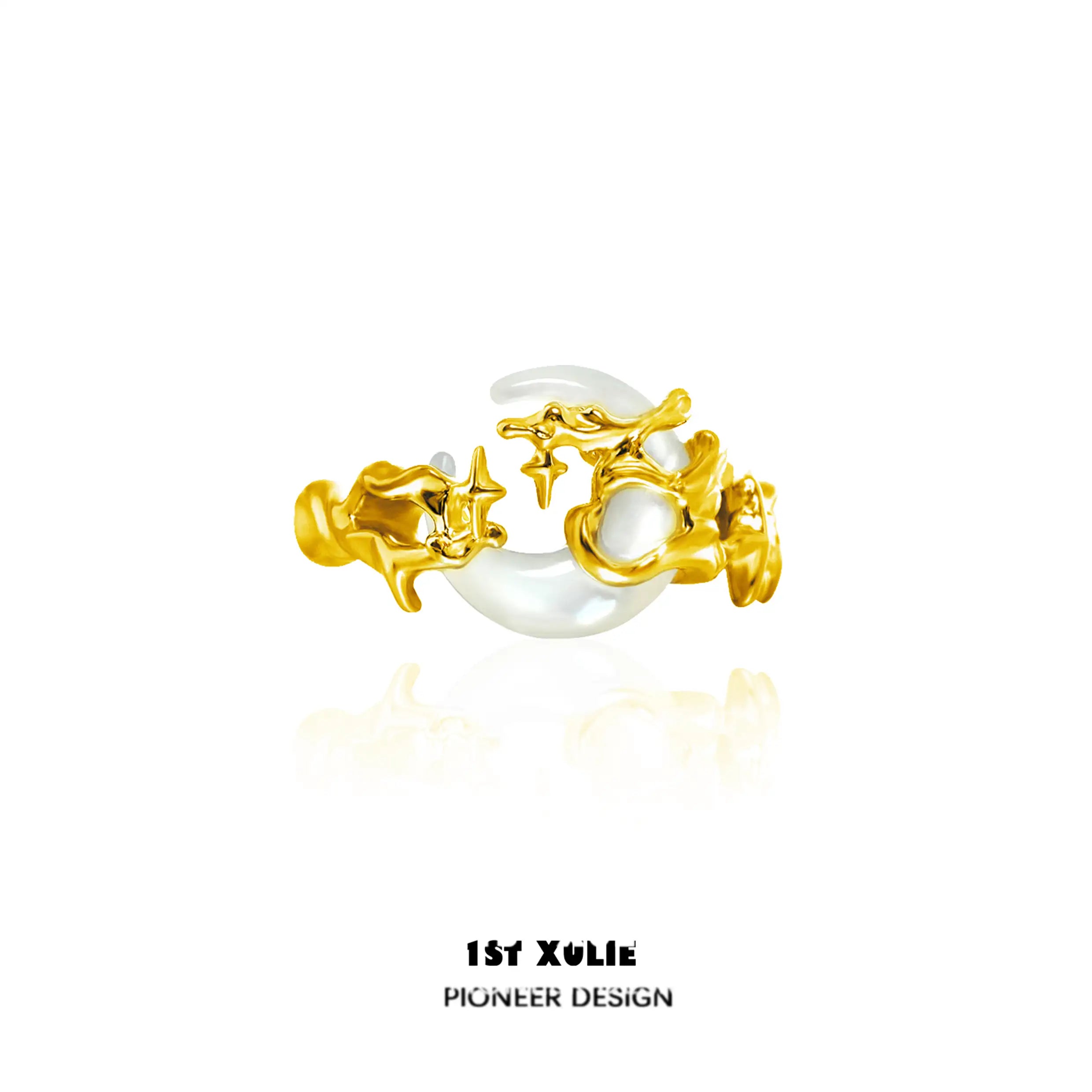 MYTH OF THE MOON S925 Sterling Silver 24K Gold Plated Adjustable Opening Ring for Women - Elegant Stackable Jewelry for Everyday Wear, Gift Giving & Special Occasions