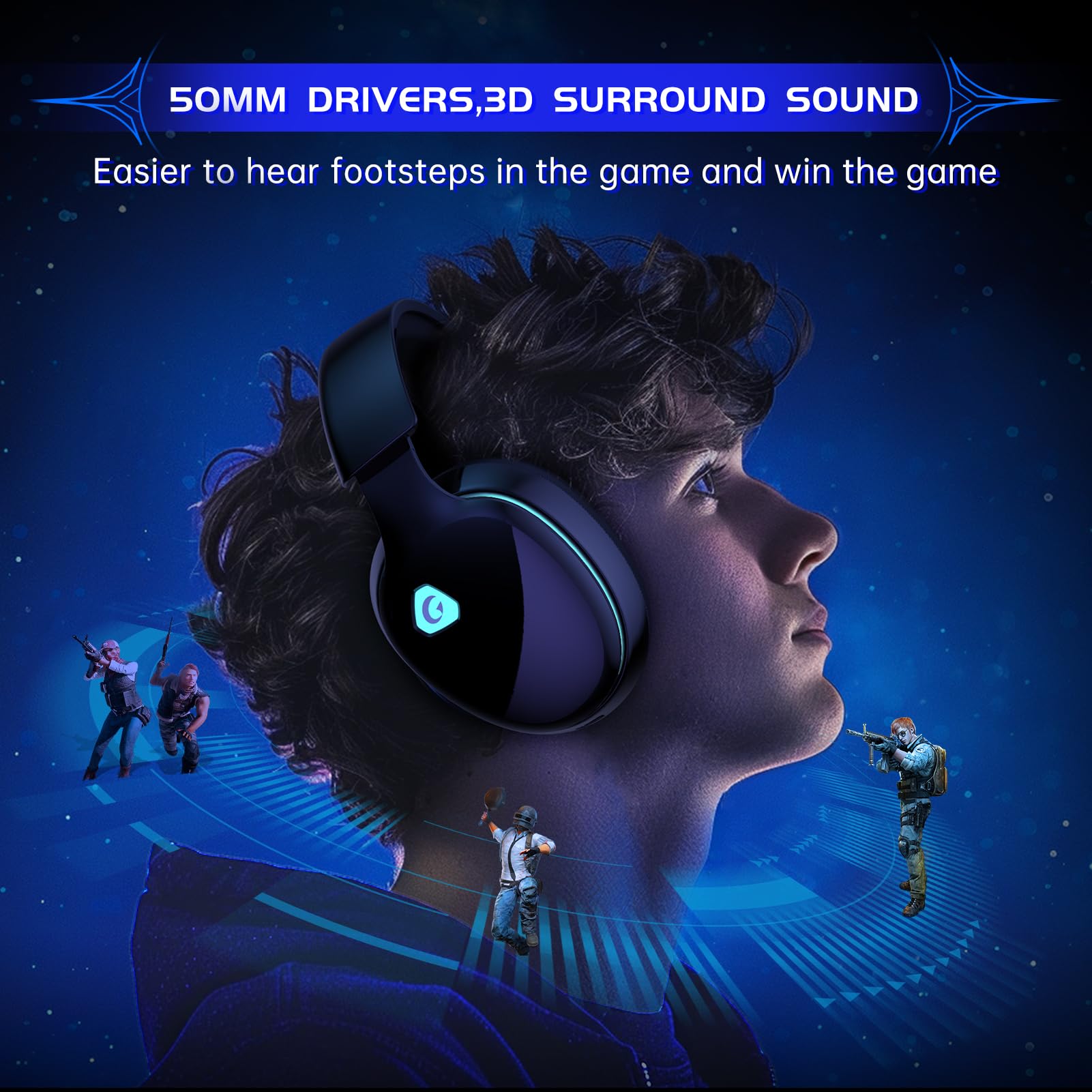 Wireless Gaming Headset for PS5, PS4, PC, Nintendo Switch - 2.4GHz & Bluetooth 5.3 Headphones with ENC Microphone, Surround Sound, 40+ Hour Battery - Perfect for Fortnite, Call of Duty, FPS Games & Online Chat (Black)