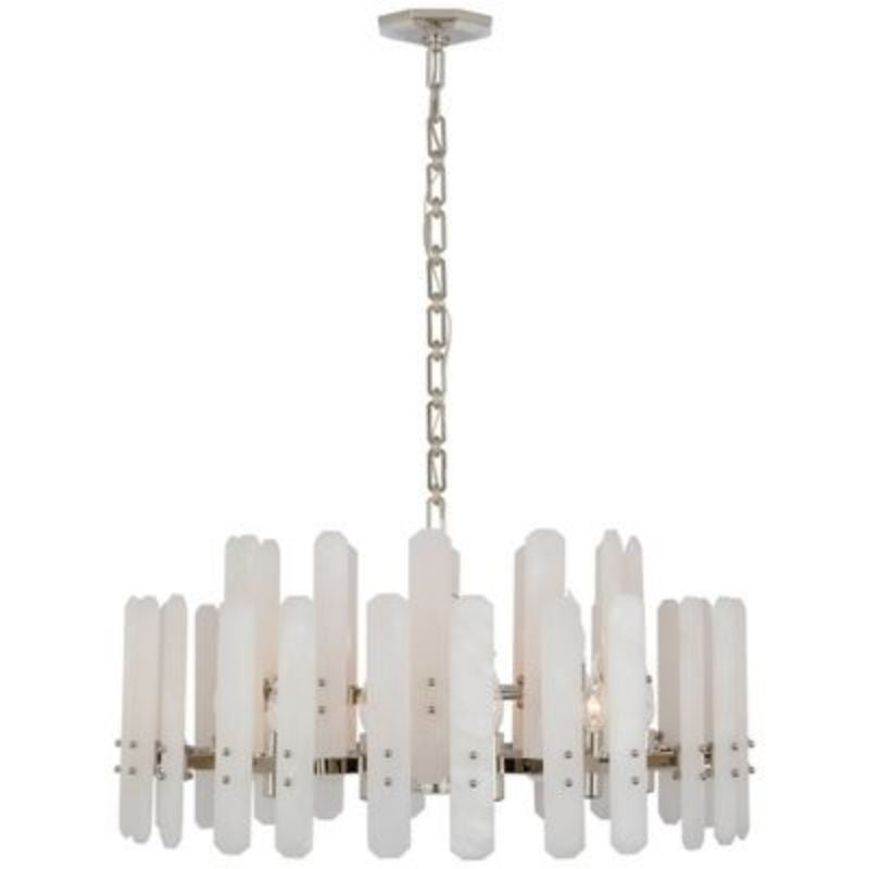 Aerin Bonnington Large Crystal Chandelier with Alabaster Shades - Elegant Dining Room Lighting Fixture for Luxury Home Decor