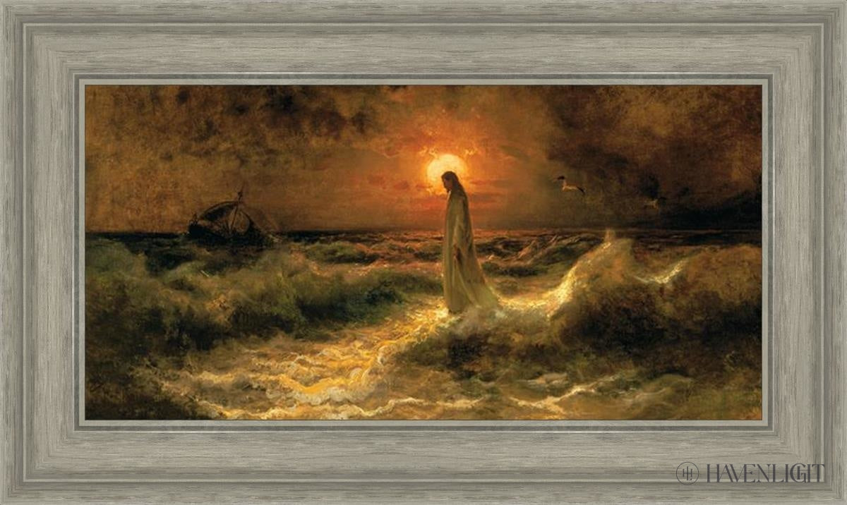Christ Walking On The Water - Religious Wall Art Decor for Home, Church & Office - Inspirational Christian Painting for Faith-Based Interiors