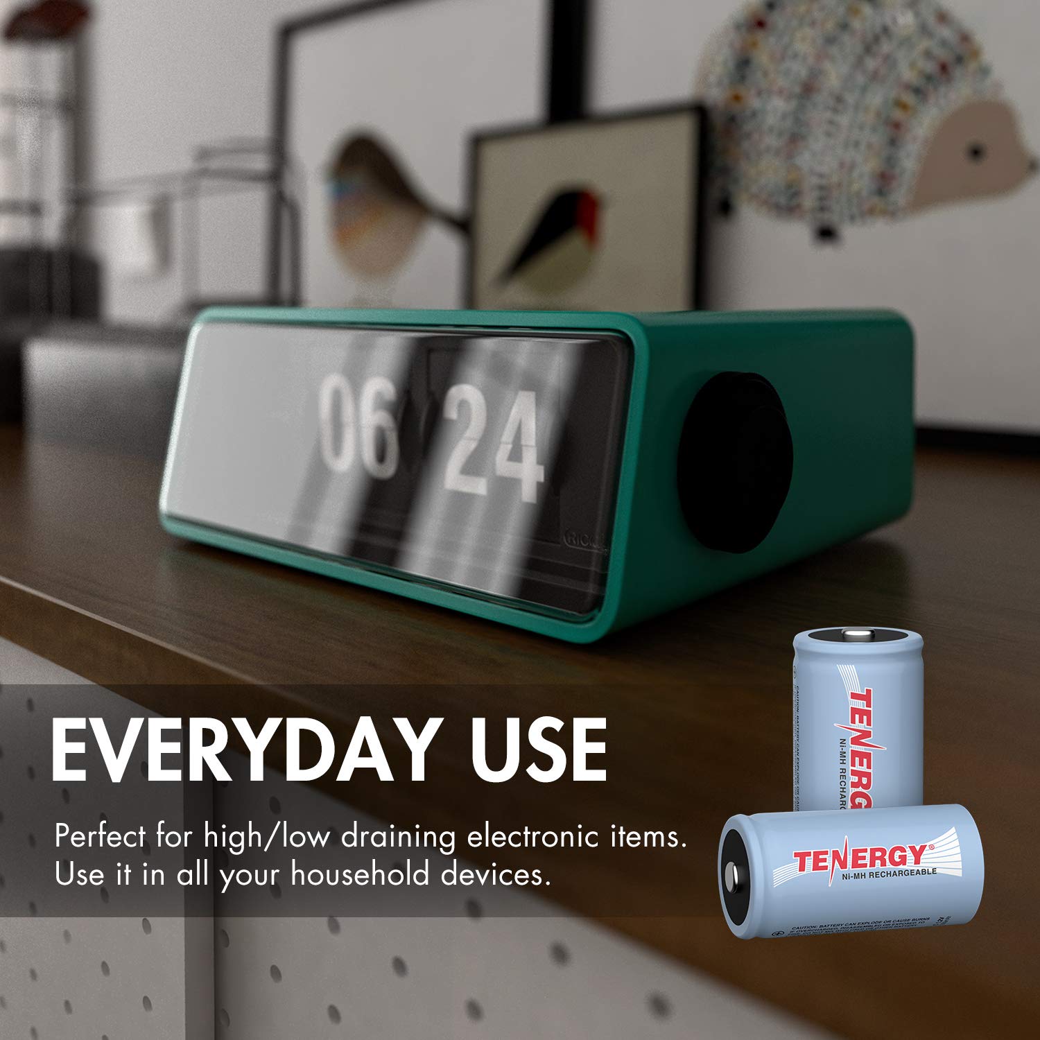 Tenergy Rechargeable NiMH C Batteries (2-Pack) & Universal T4s Battery Charger for Li-ion/NiMH/NiCd AA/AAA/C/18650 - Includes Car Adapter | Perfect for Flashlights, Toys, Cameras & Emergency Kits
