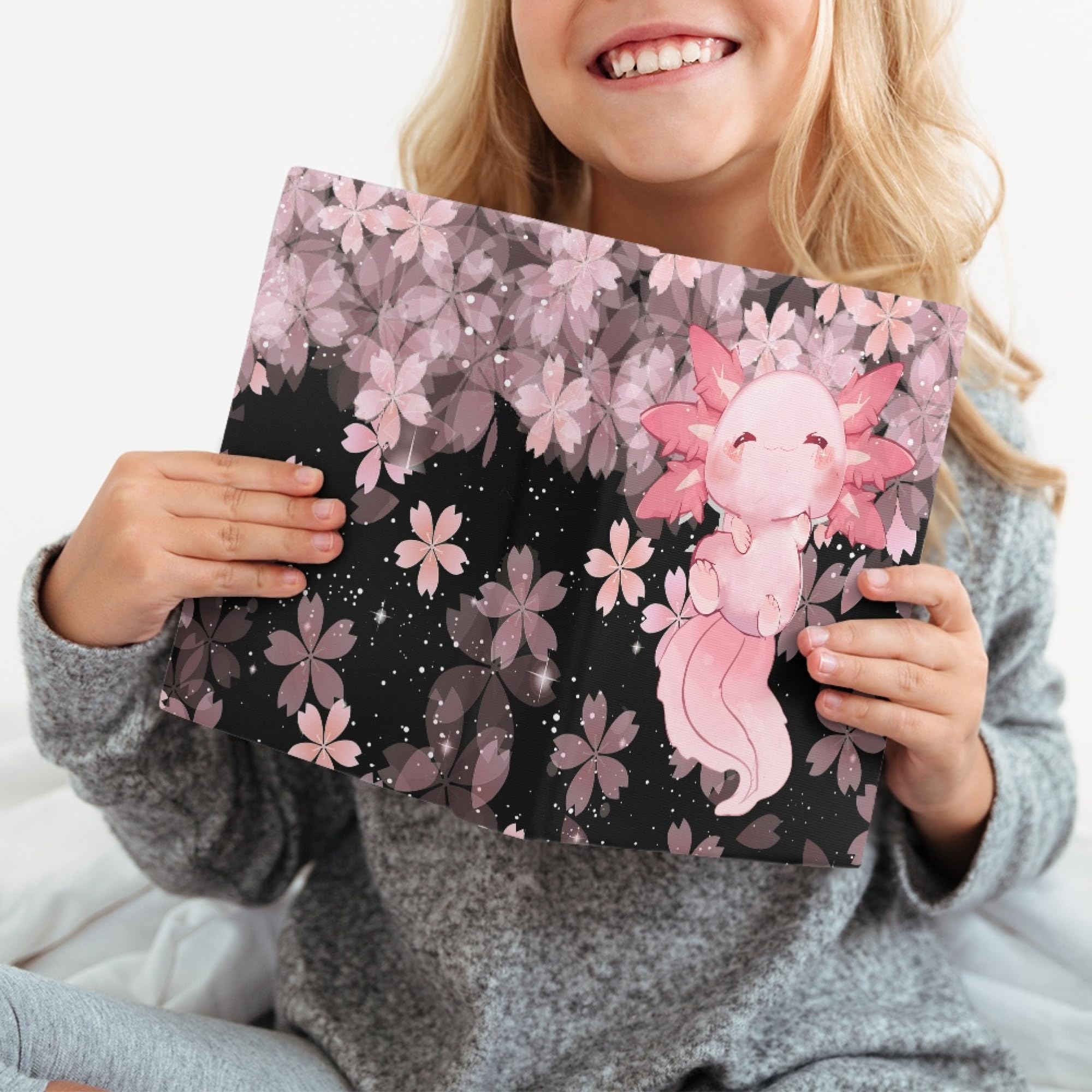Upetstory Cute Axolotl Book Cover - Reusable Stretchable Book Sleeve Protector for Hardcover Notebooks & Textbooks - Perfect Gift for Book Lovers, Adults & Kids - Great for School, Office & Travel Use