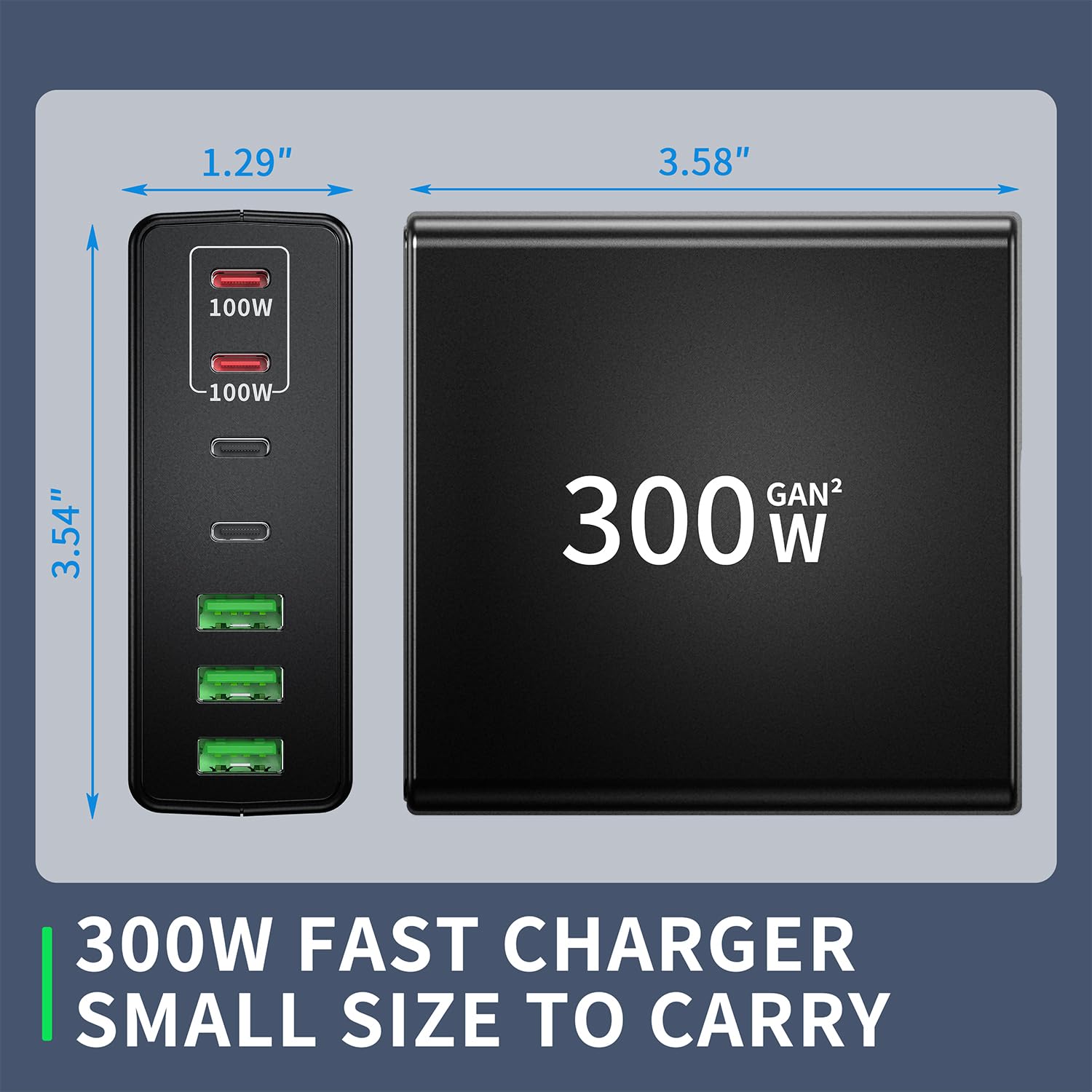 300W USB C Fast Charger Block - 7 Port Fast Charging Station with Dual PD PPS 100W for iPhone 15/14/Pro Max/12, Galaxy Note23, MacBook Pro/Air, iPad, Dell, HP, Surface Laptops | Matte Black | Perfect for Home, Office & Travel Charging Needs