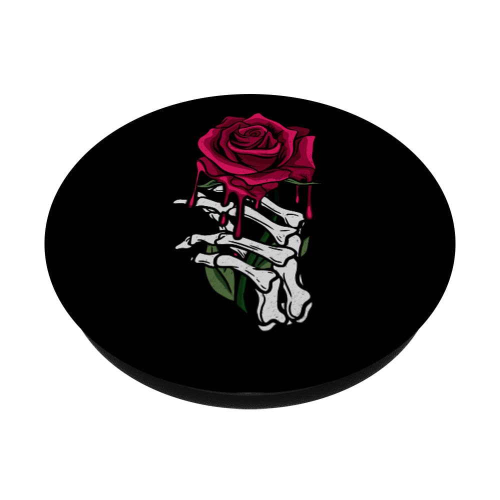 Bleeding Red Rose Skeleton Hand PopSockets Swappable PopGrip - Gothic Phone Grip for iPhone & Android - Perfect for Halloween, Dark Aesthetic & Alternative Style Lovers