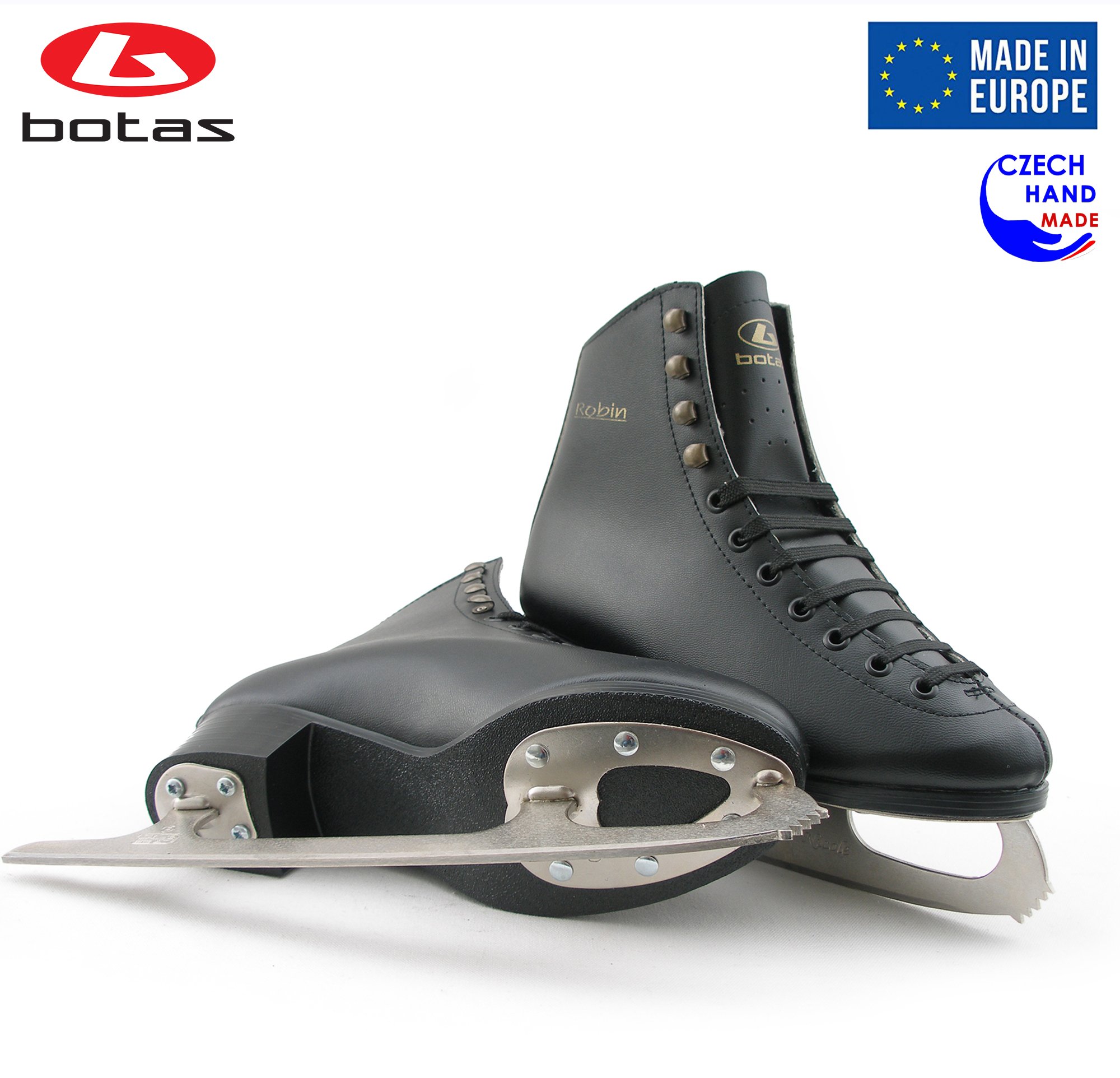 Men's & Boys' Black Figure Ice Skates - Robin Model | Premium European Made (Czech Republic) | Perfect for Competitive Skating & Winter Sports
