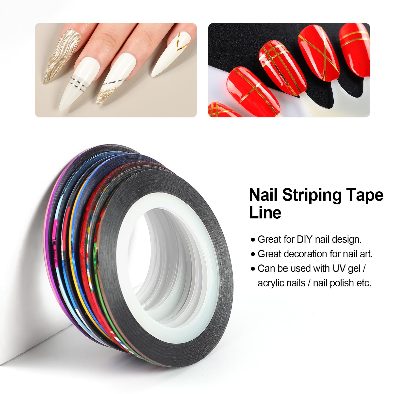 Black Nail Art Striping Tape - DIY Nail Design Decorative Stickers for Professional Manicures | Perfect for Salon, Home Use & Nail Art Enthusiasts