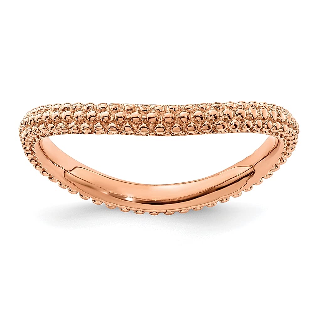925 Sterling Silver Pink Plated Wave Stackable Ring for Women - Dainty Curved Jewelry Gift for Her - Perfect for Everyday Wear, Date Nights & Special Occasions