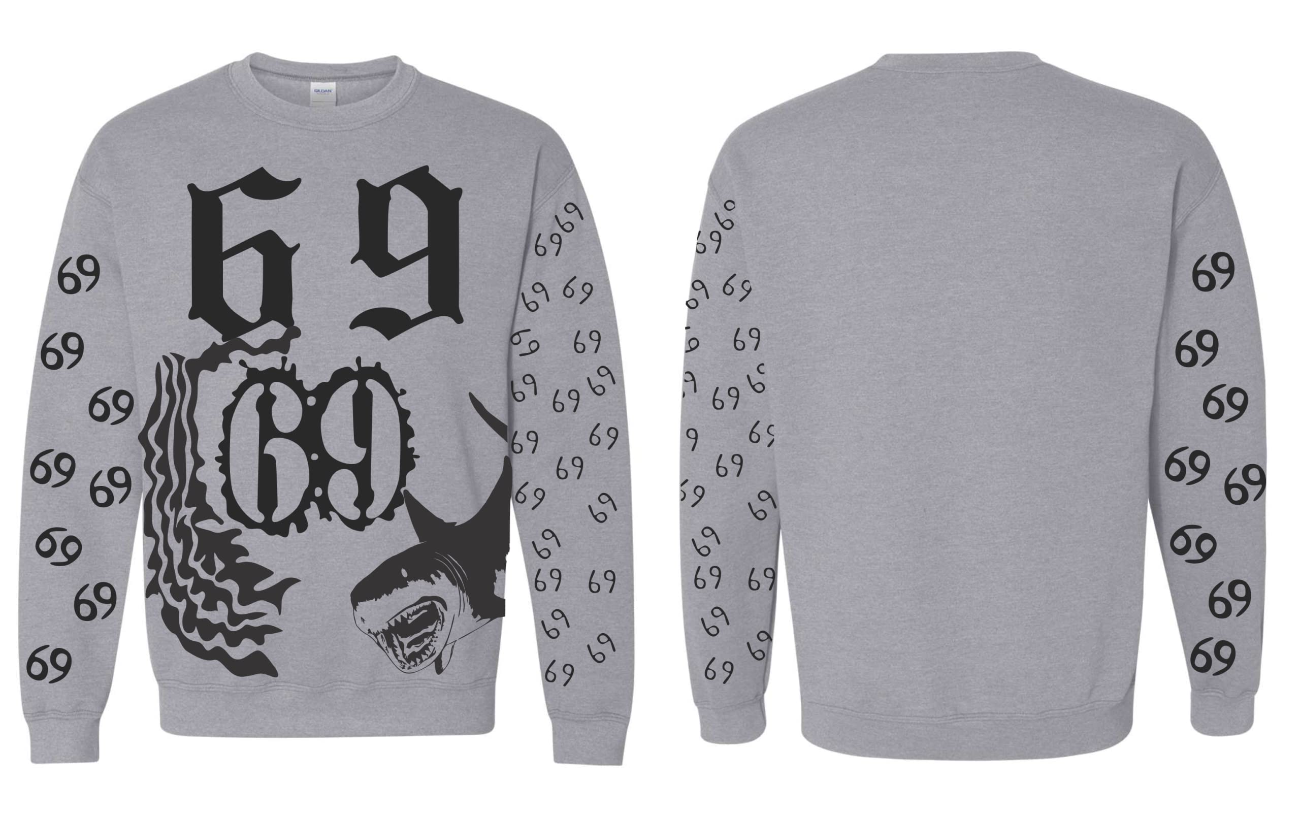 ALLNTRENDS 69 Tattoos Graphic Print Crewneck Sweatshirt | Trendy Streetwear Pullover for Men & Women | Perfect for Casual Outfits, Concerts, and Urban Fashion