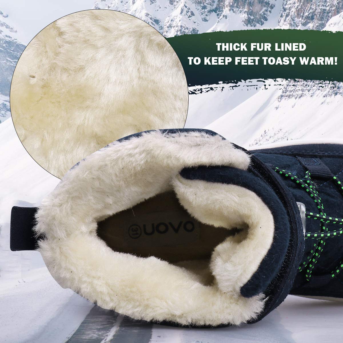 **Waterproof Boys Snow Boots - Warm Fur Lined Winter Boots for Toddler & Kids - Slip Resistant Outdoor Boots for Cold Weather - Perfect for Snow Play, Hiking & Winter Adventures**