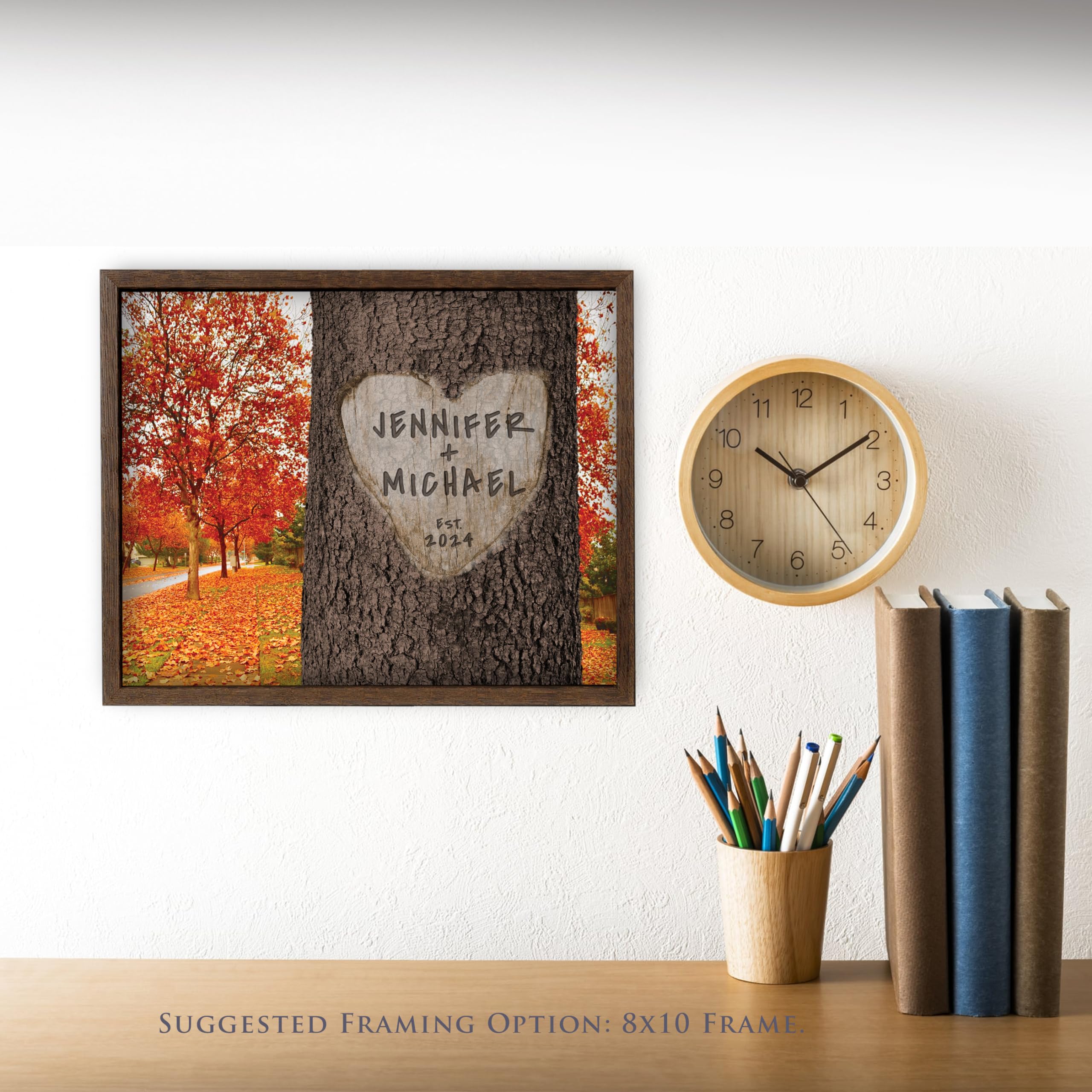 Personalized Wedding Anniversary Gift - Custom Carved Tree with Couple's Names - Unframed Wall Art for Newlyweds - Family Name Keepsake - Perfect for Bridal Showers, Home Decor & Romantic Gifts