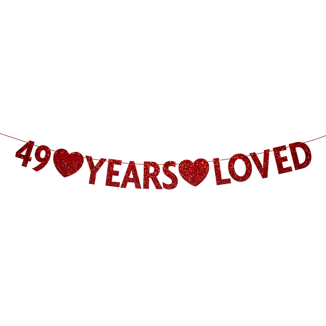 Red Glitter Happy 49th Birthday Banner - Premium Party Decorations & Supplies for Anniversary Celebrations, Home Decor, and Special Events