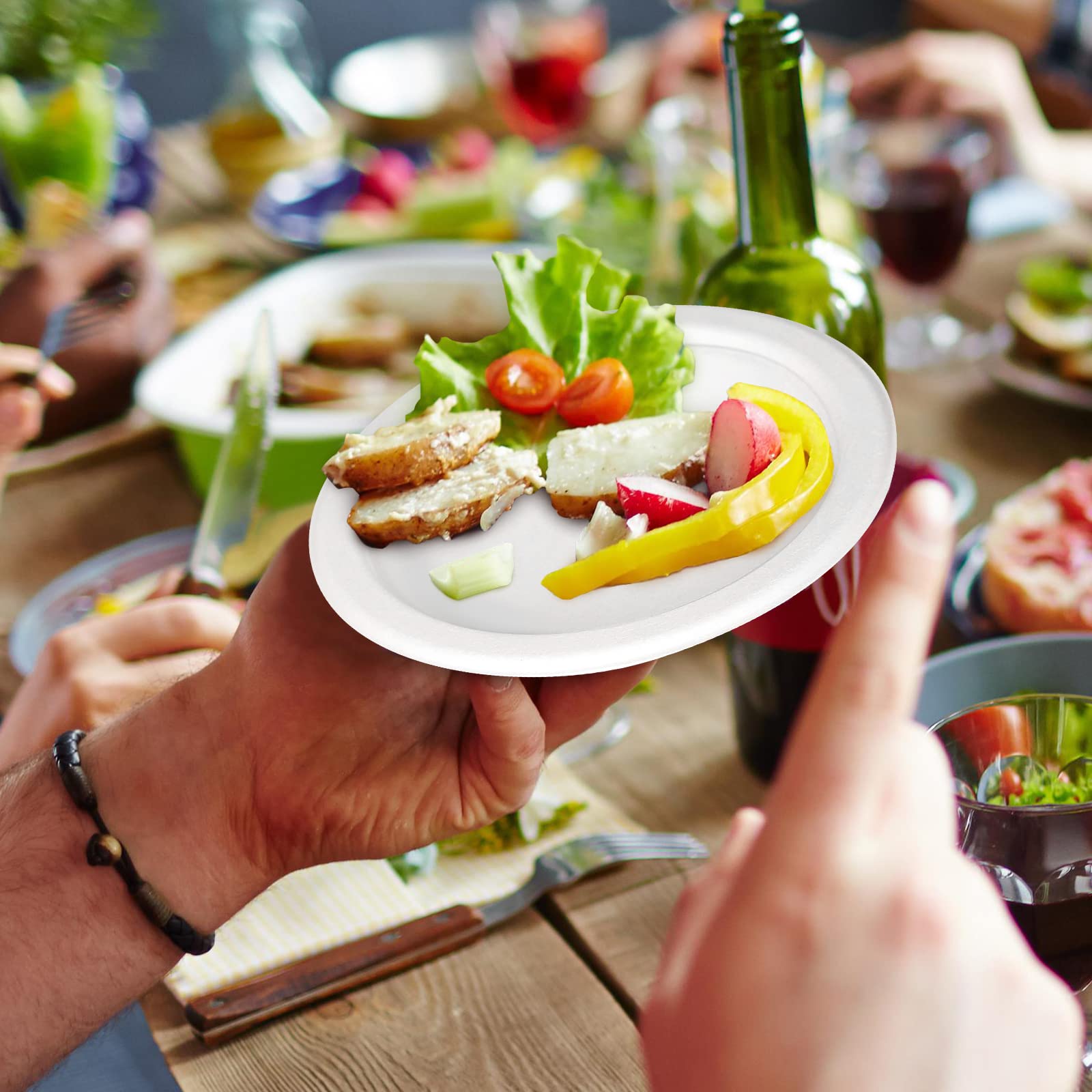 6 Inch Compostable Paper Plates (100 Pack) - Eco-Friendly Disposable Plates for Desserts, Cakes, Appetizers | Sturdy White Small Plates for Parties, Picnics, BBQs & Family Gatherings