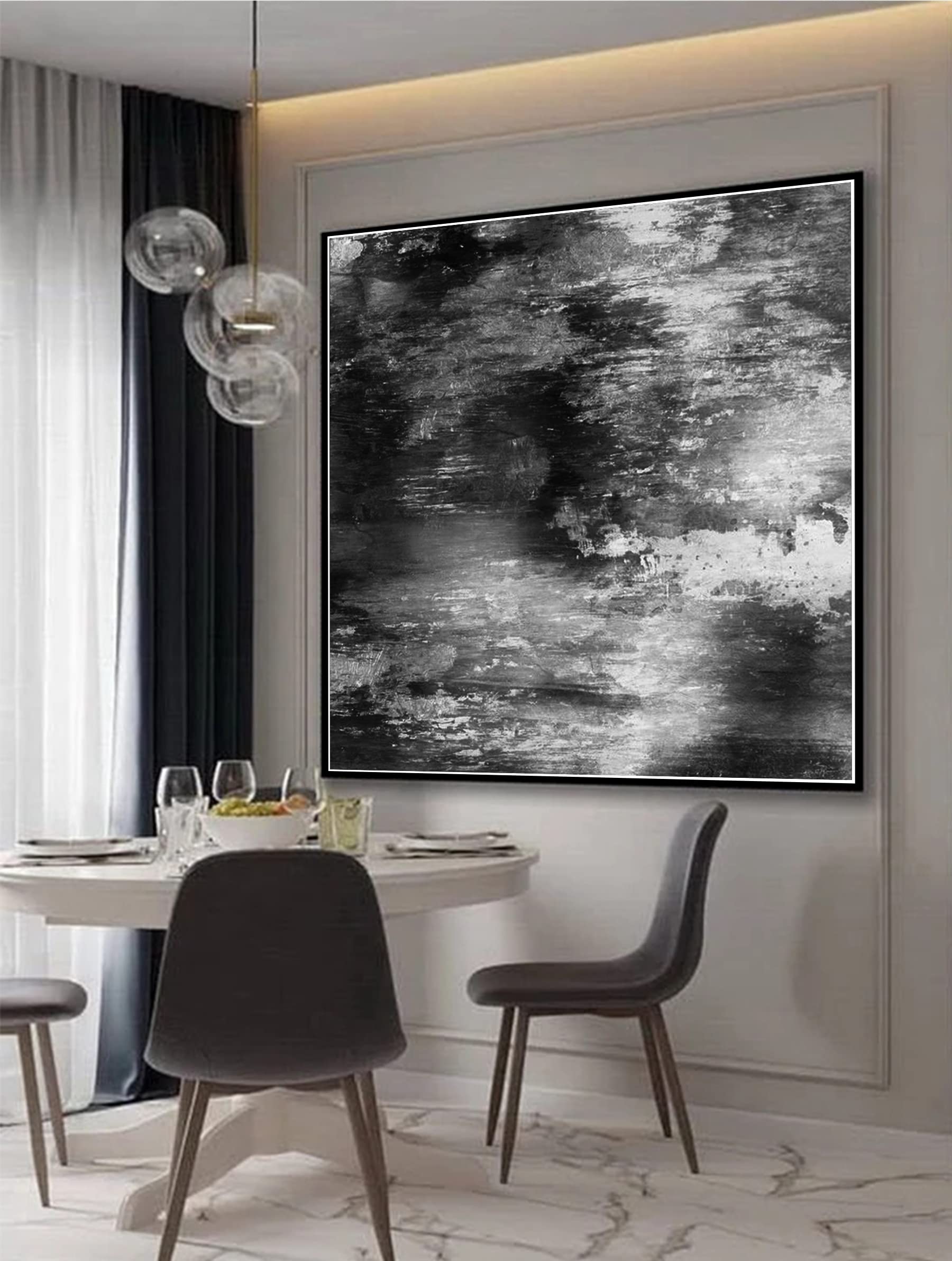 Large Black and White Abstract Acrylic Canvas Wall Art - Modern Contemporary Painting for Living Room Decor | Perfect for Home, Office & Gallery Display