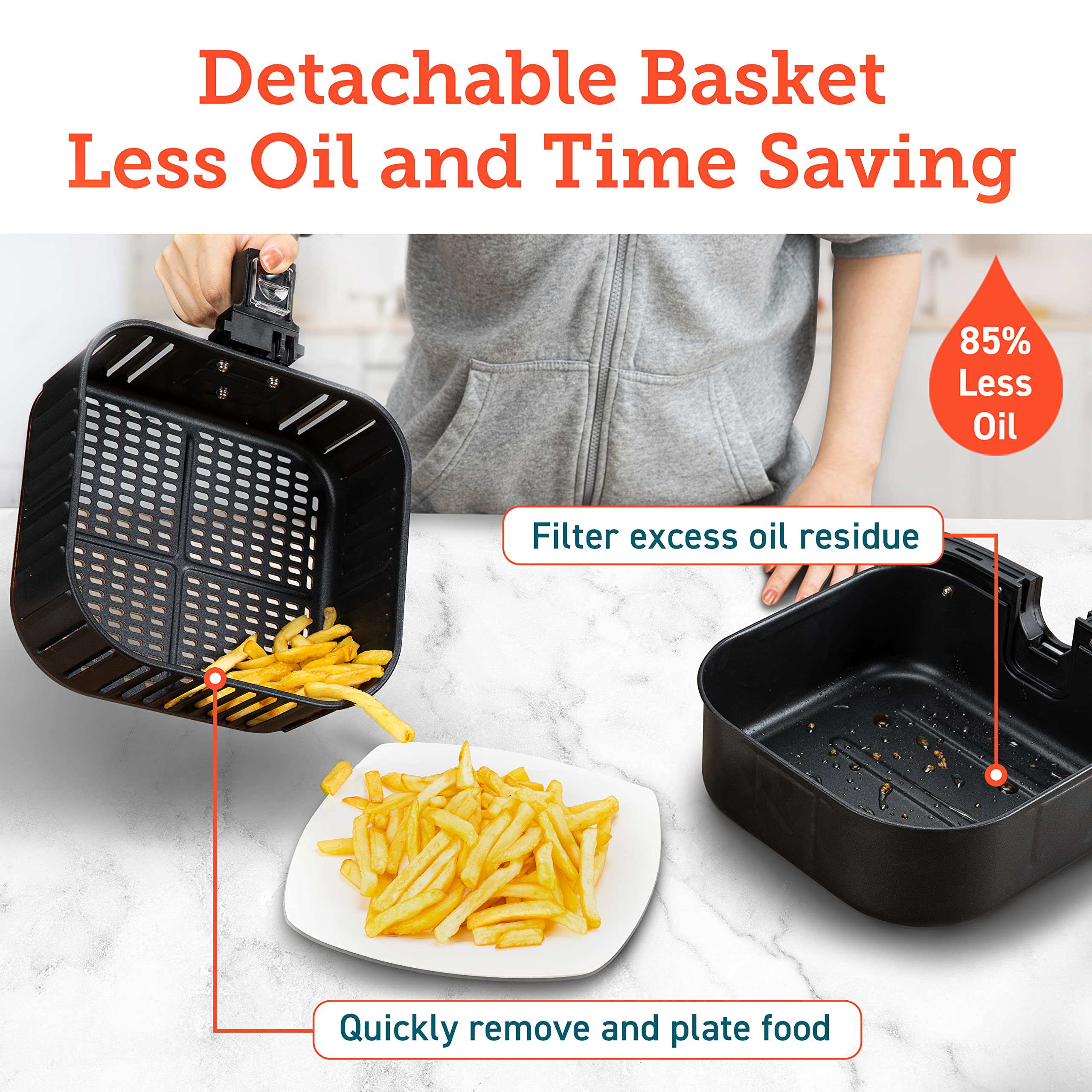 COSORI 12-in-1 Air Fryer Toaster Oven 5.8QT with Digital Display, Smart AdaptIQ Technology for Fast Cooking, Perfect for Baking, Roasting & Reheating - Includes 100+ In-App Recipes, Detachable Square Basket (Dishwasher Safe) - Ideal for Family Meals, Healthy Snacks & Leftovers