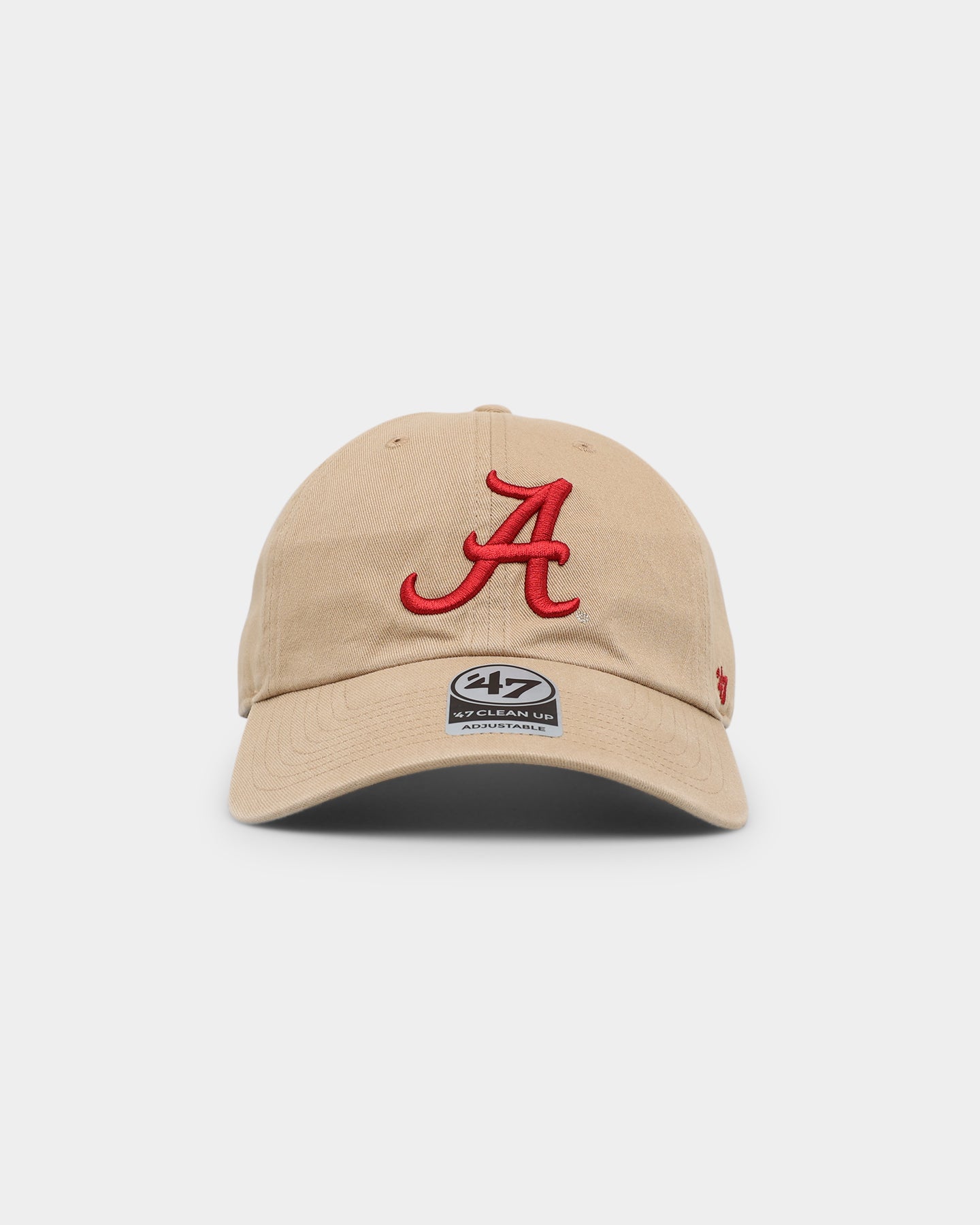 47 Brand Alabama Crimson '47 Clean Up Strapback Khaki Hat - Adjustable Baseball Cap for Men & Women - Perfect for Football Games, Tailgating & Casual Wear
