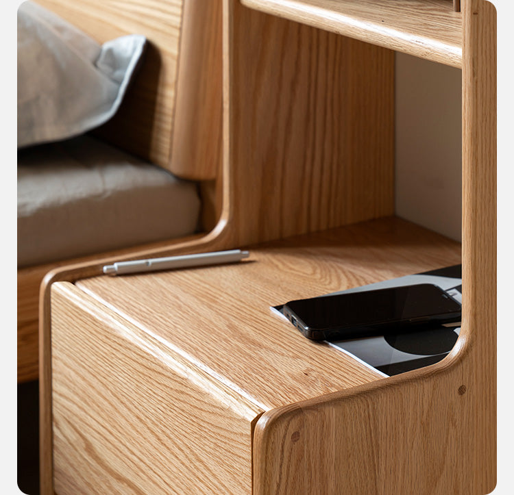 Solid Oak Wood Nightstand - Sturdy & Elegant Bedside Table for Bedroom, Living Room, or Office - Perfect for Storage & Décor