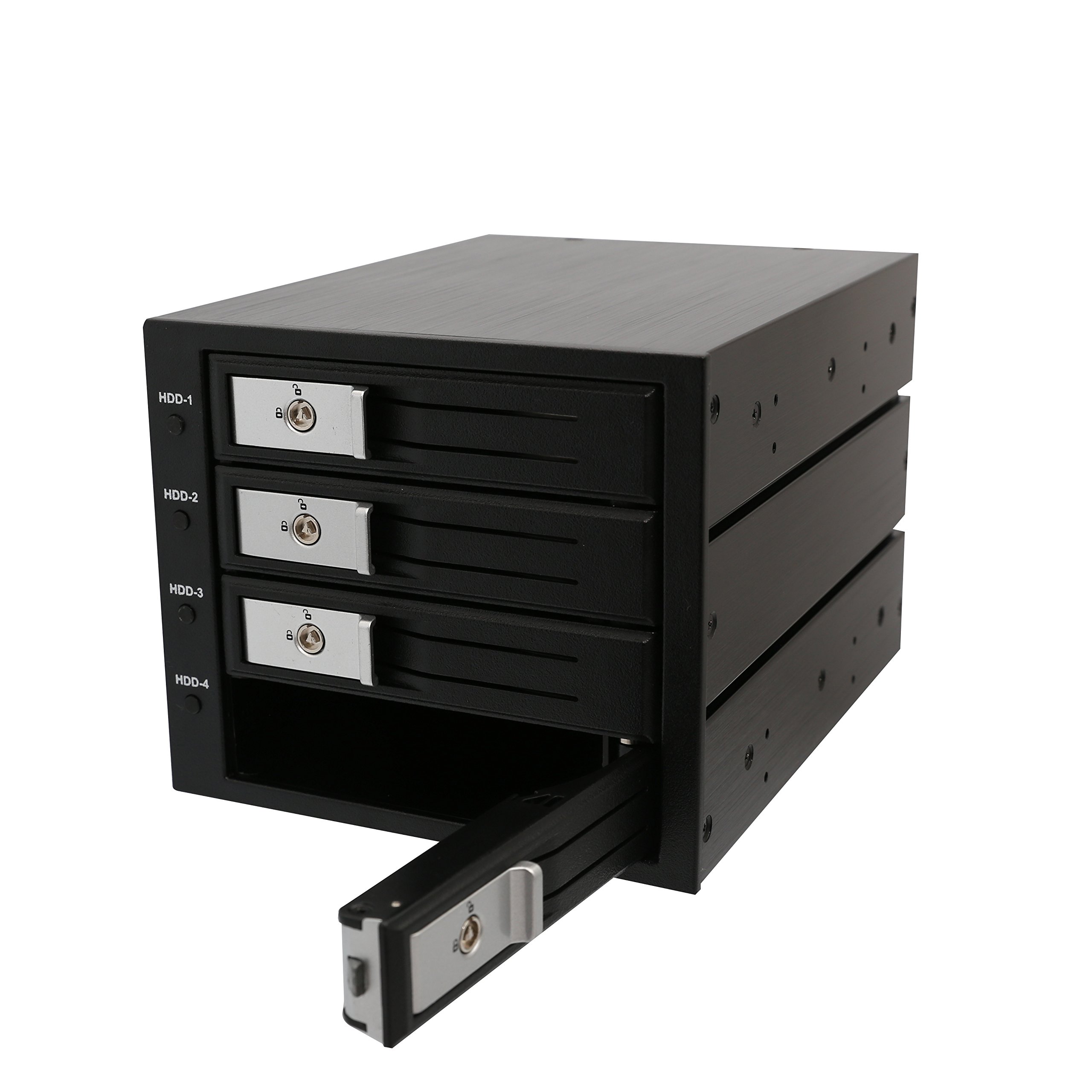 SYBA 4 Bay Trayless 3.5-Inch SATA SAS Hard Drive Enclosure with Power Control & LED Indicator - Internal Mobile Rack for Data Storage & Backup (Black) - Perfect for Home Servers, NAS Systems & PC Workstations